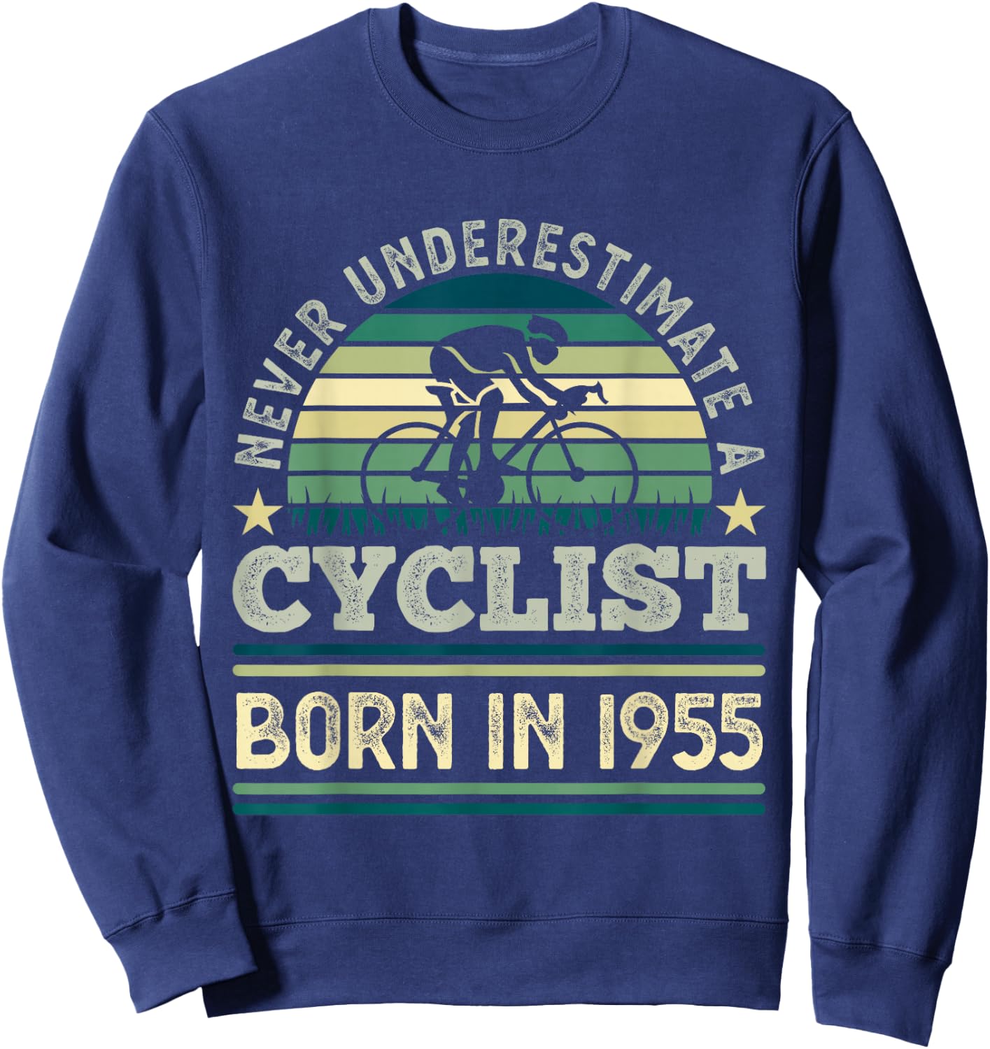 Cyclist born in 1955 70th Birthday Cycling Bicycle Sweatshirt - Sweatshirt | Navy