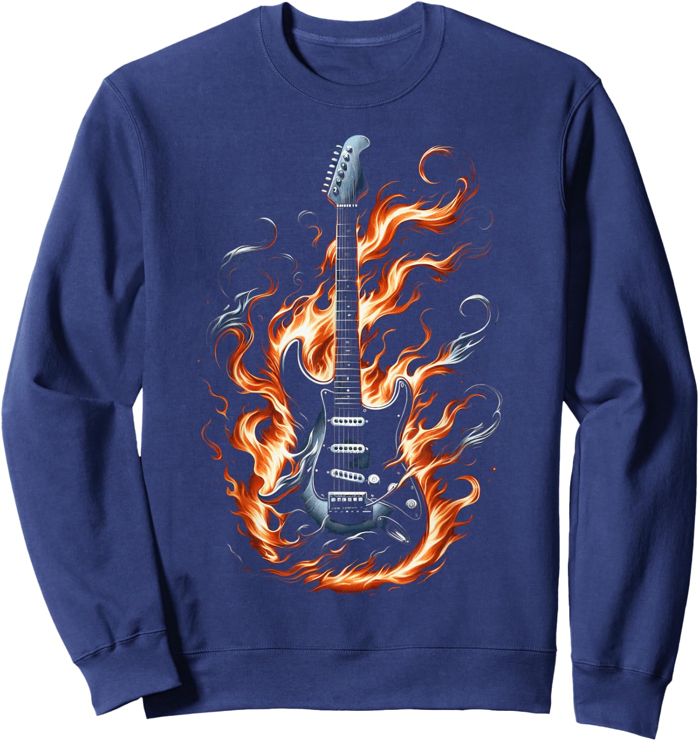 Electric guitar with flames Sweatshirt - Sweatshirt | Navy