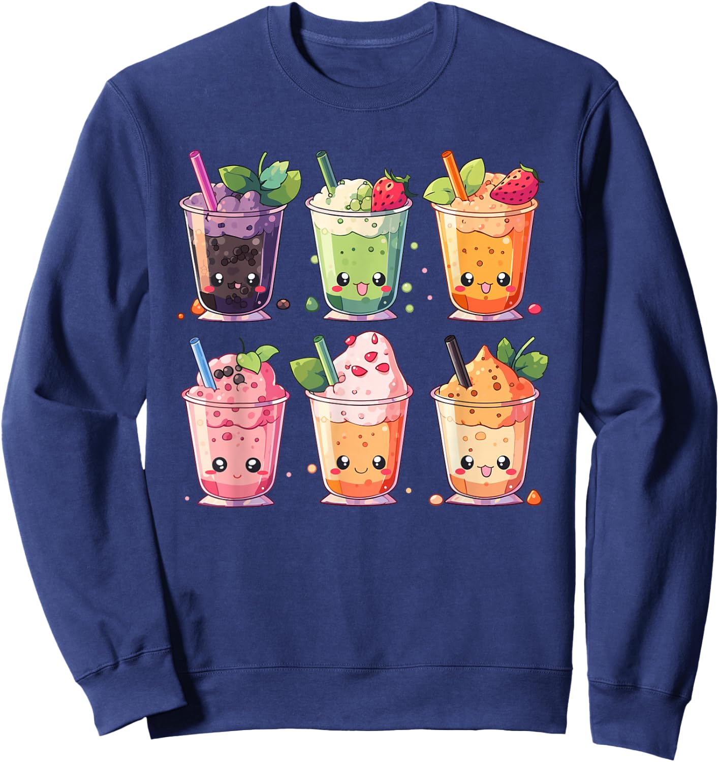 Cute Bubble Tea Boba Milk Tea Kawaii Anime Lover Sweatshirt - Sweatshirt | Navy