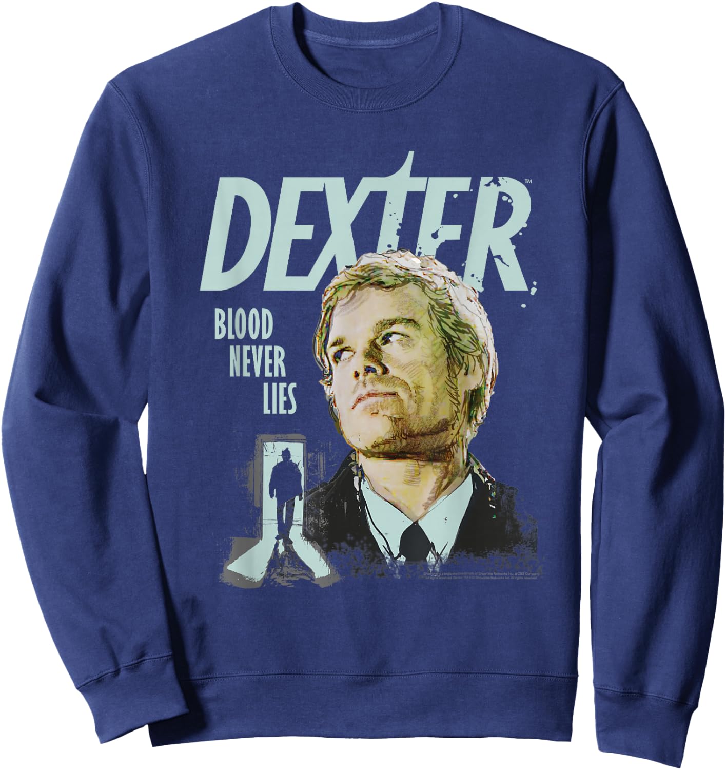 Dexter Portrait Illustration Blood Never Lies TV Show Sweatshirt - Sweatshirt | Navy