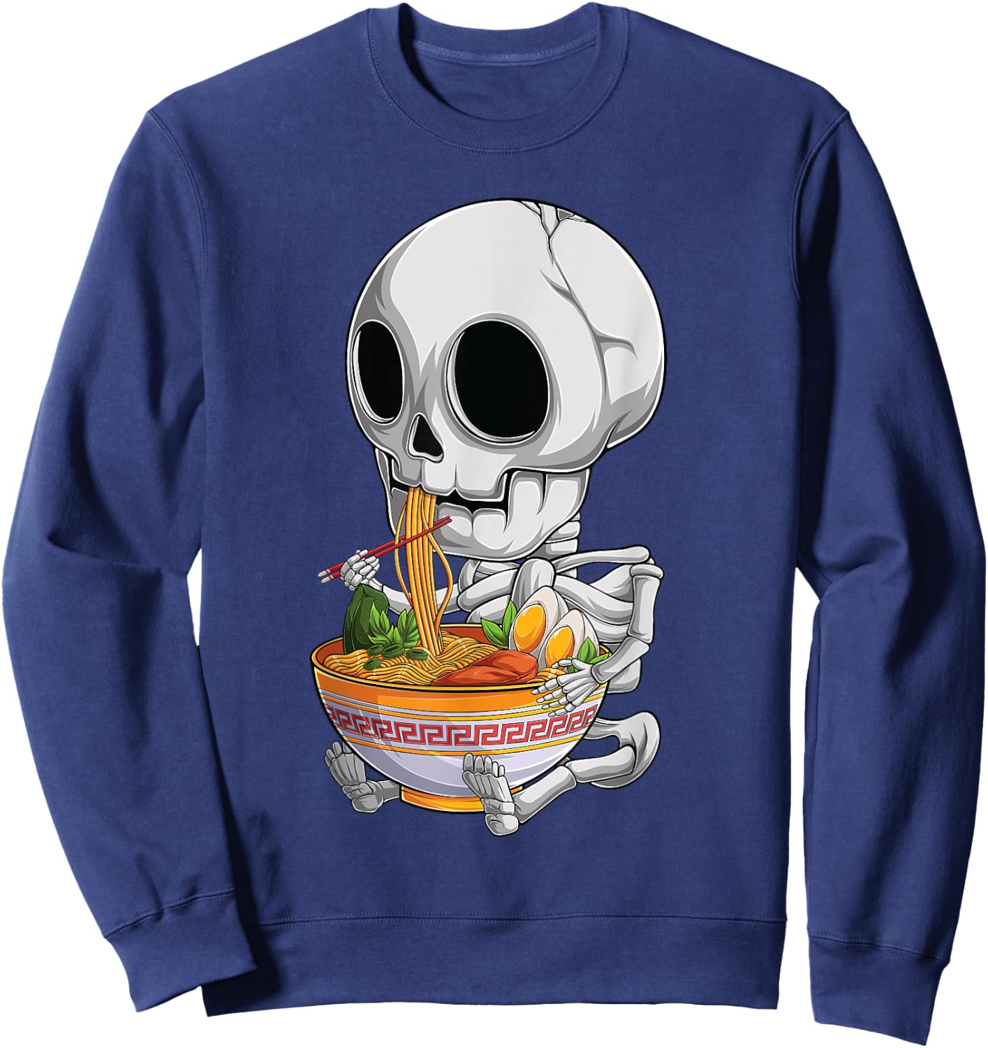 kawaii japanese anime Skeleton Halloween ramen Food Lovers Sweatshirt - Sweatshirt | Navy