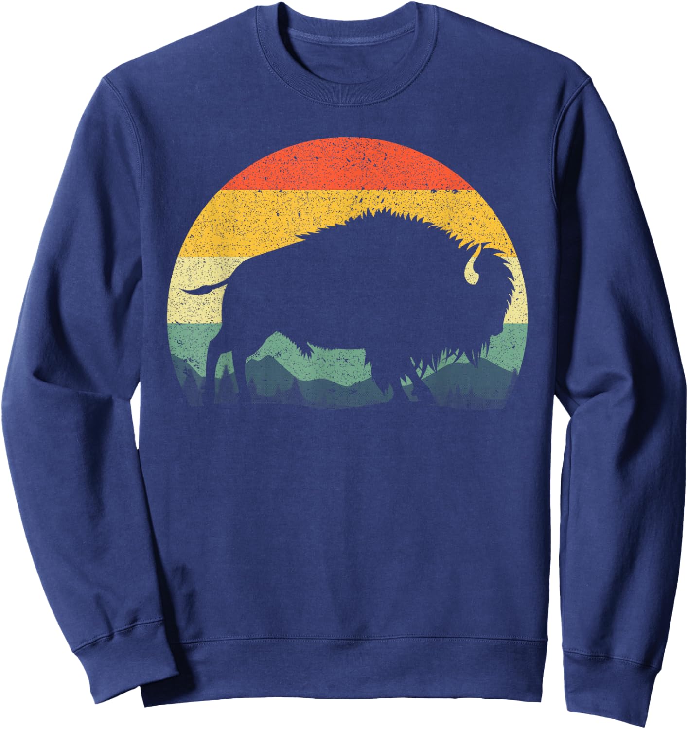 Cool Bison Design Women Kids Buffalo Bison Lovers Sweatshirt - Sweatshirt | Navy