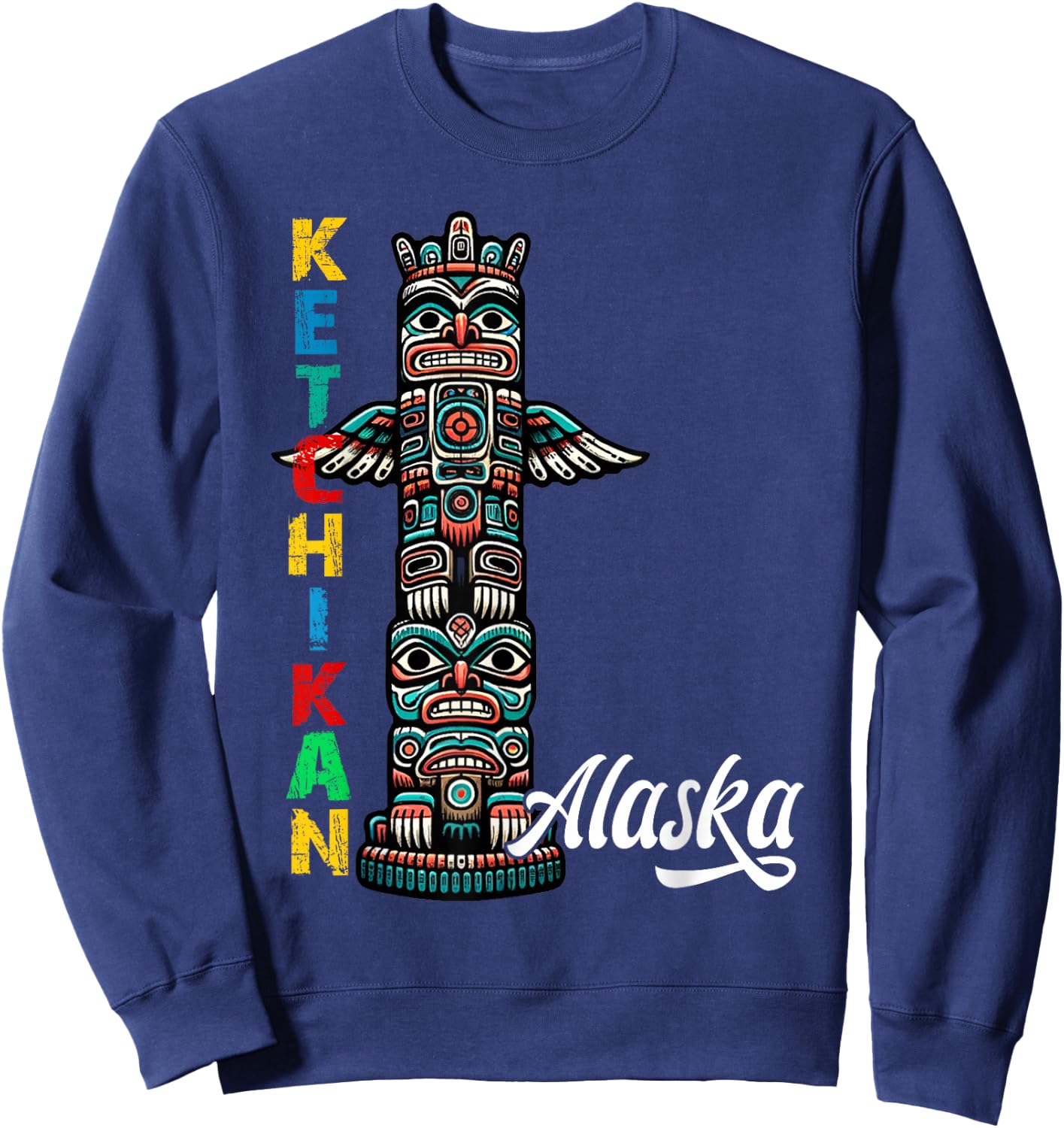 Ketchikan Alaska Totem Pole Ketchikan Alaska Souvenir Sweatshirt - Sweatshirt | Navy