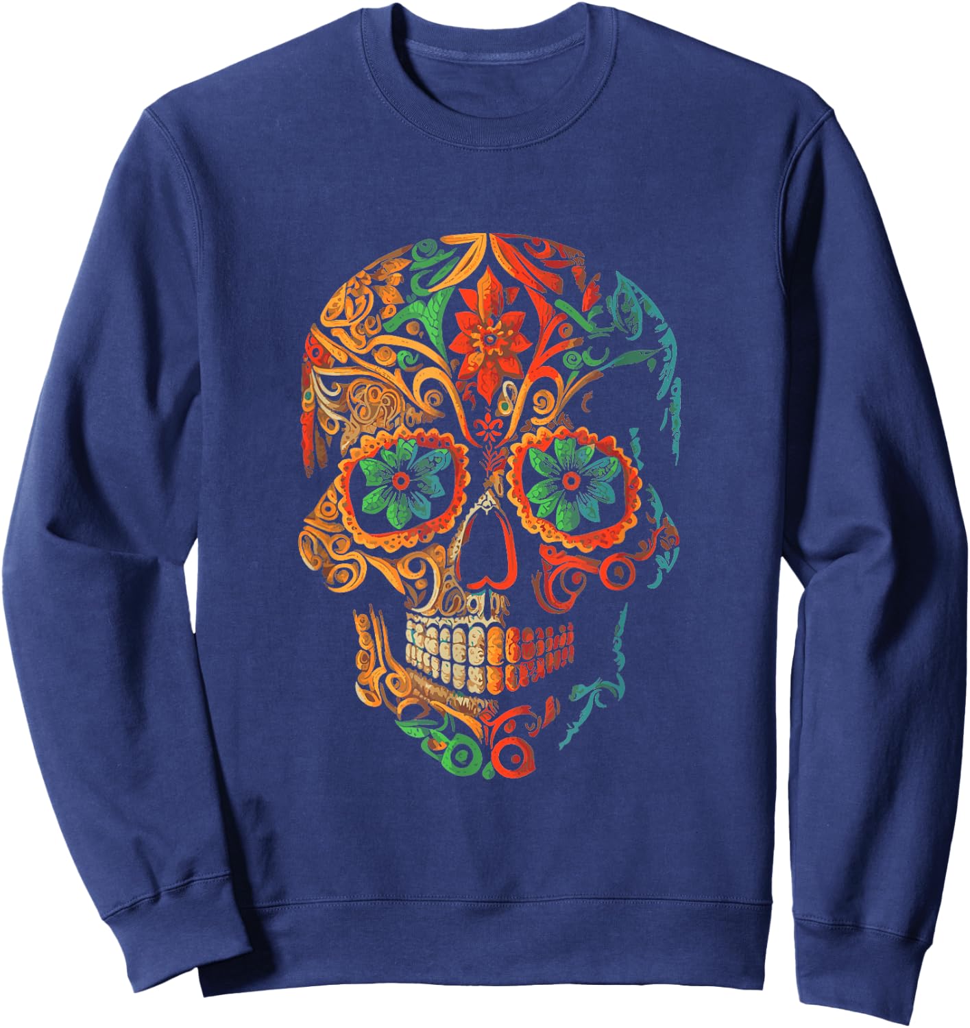 Sugar Skull Beautiful Artistic Sweatshirt - Sweatshirt | Navy
