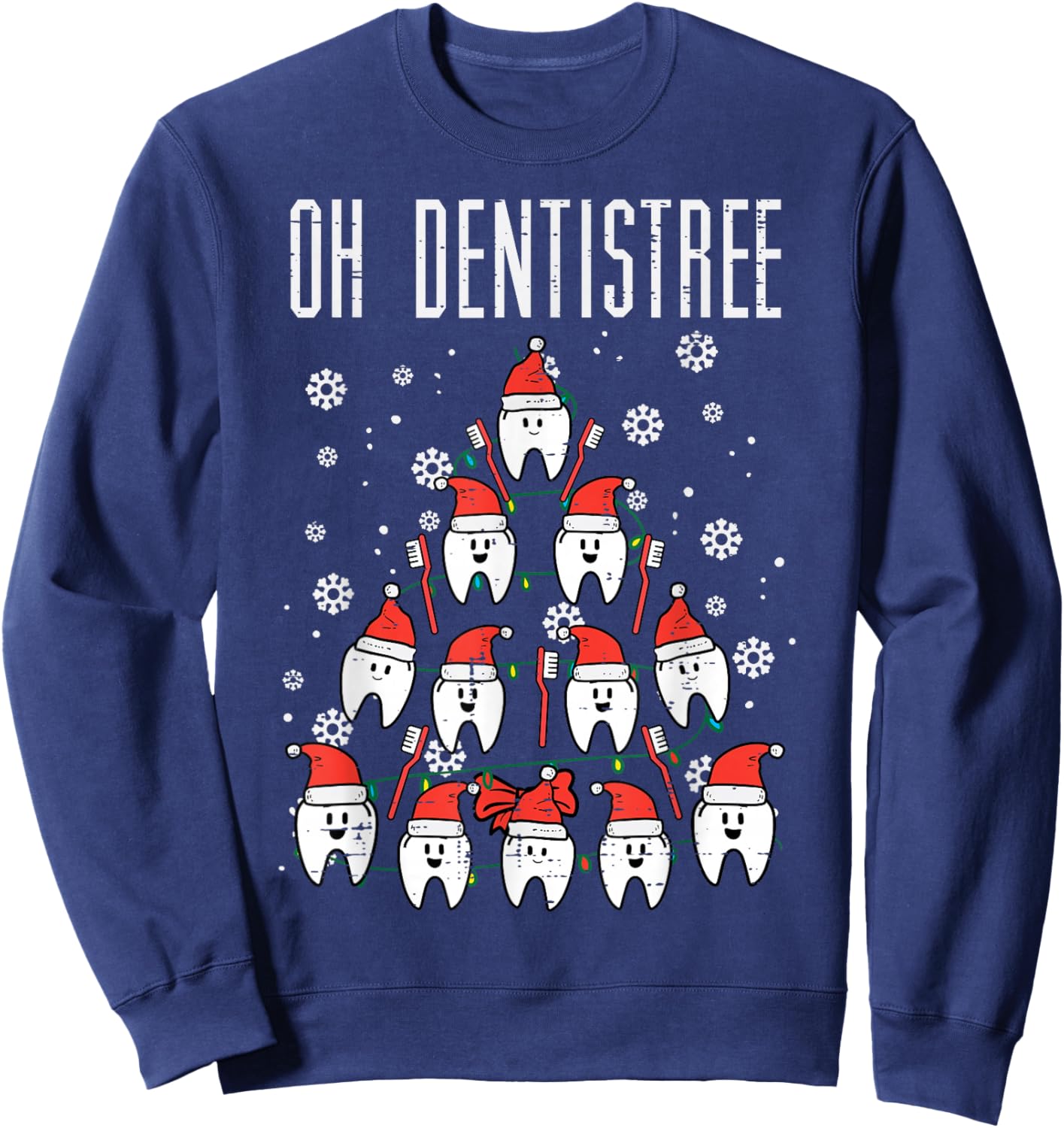 Oh Dentistree Christmas Tree Teeth Dentistry Dental Dentist Sweatshirt - Sweatshirt | Navy