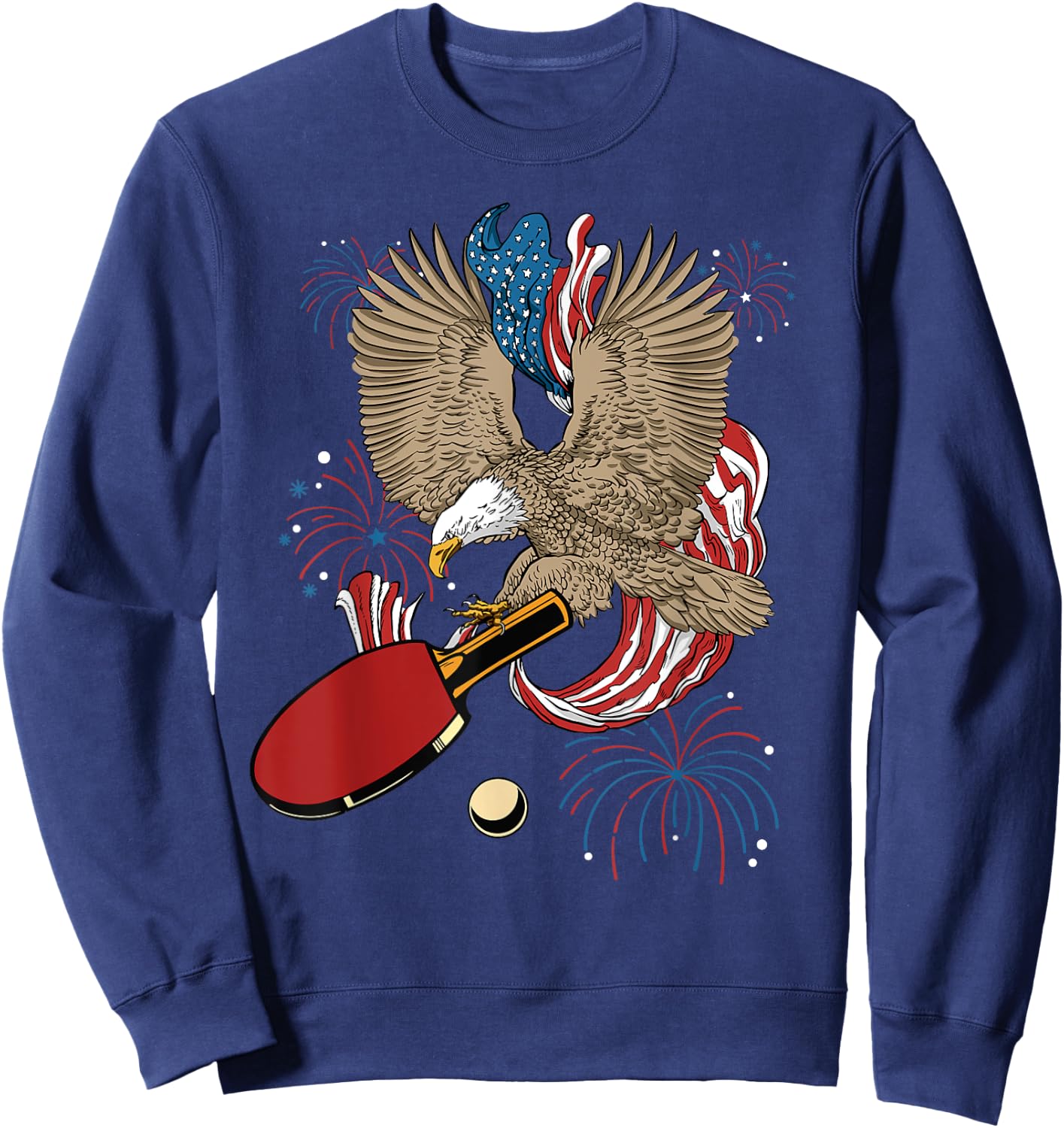 4th Of July Ping Pong Eagle USA Flag America Table Tennis Sweatshirt - Sweatshirt | Navy