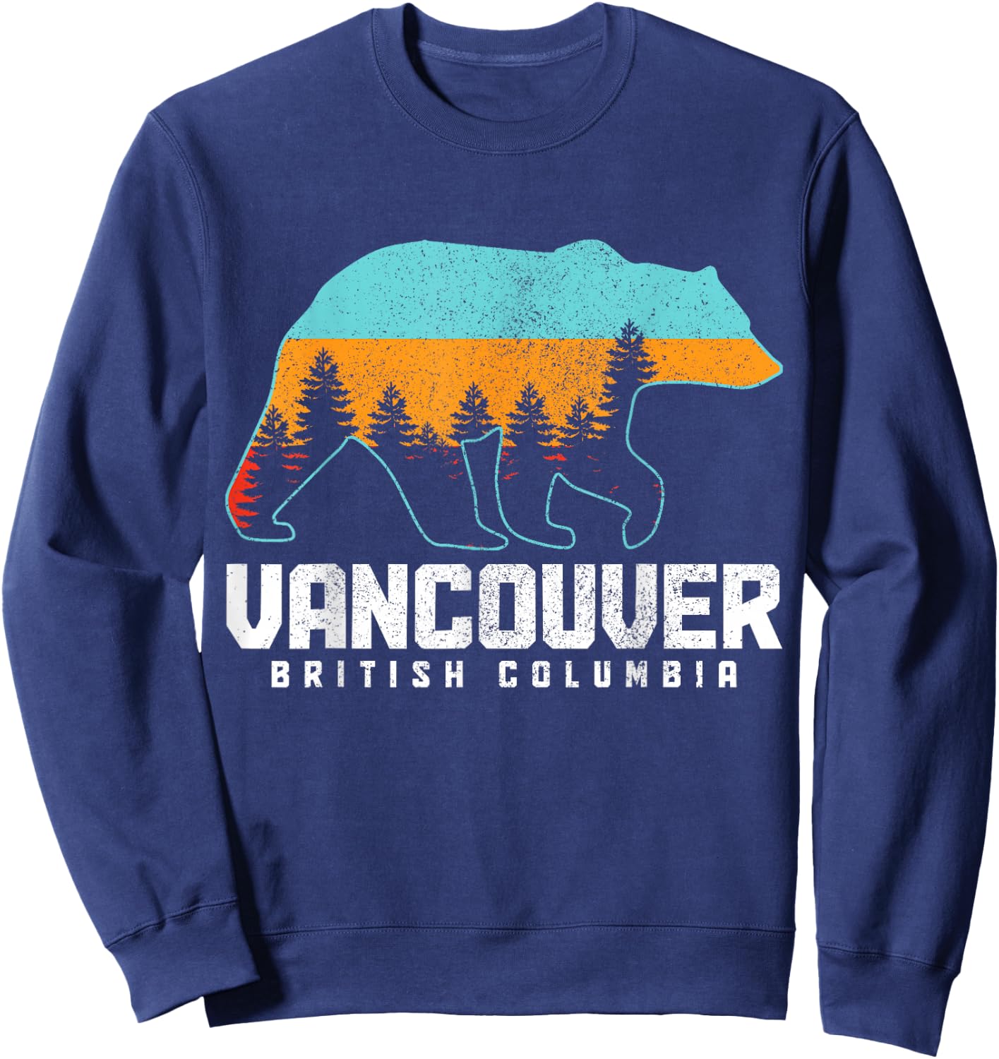 Vancouver BC British Columbia Canada Bear Pride Vintage Sweatshirt - Sweatshirt | Navy