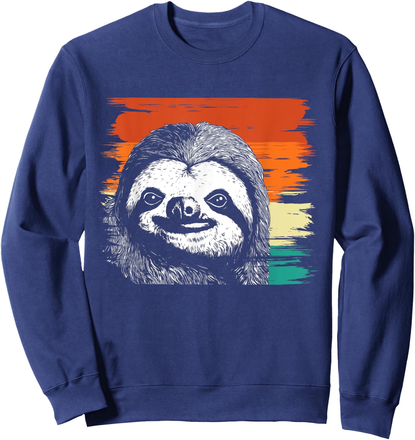 Retro Vintage Sloth Portrait - Animal Nature Lover Zookeeper Sweatshirt - Sweatshirt | Navy