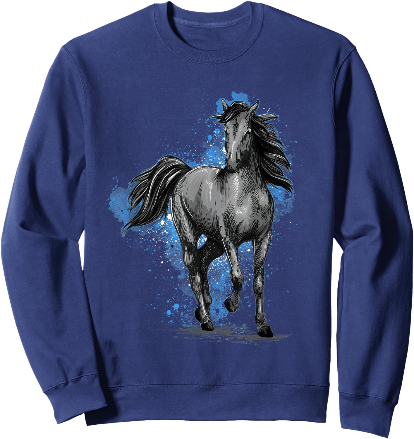 Black Horse - Horses Animal Lover Equestrian Horseback Rider Sweatshirt - Sweatshirt | Navy