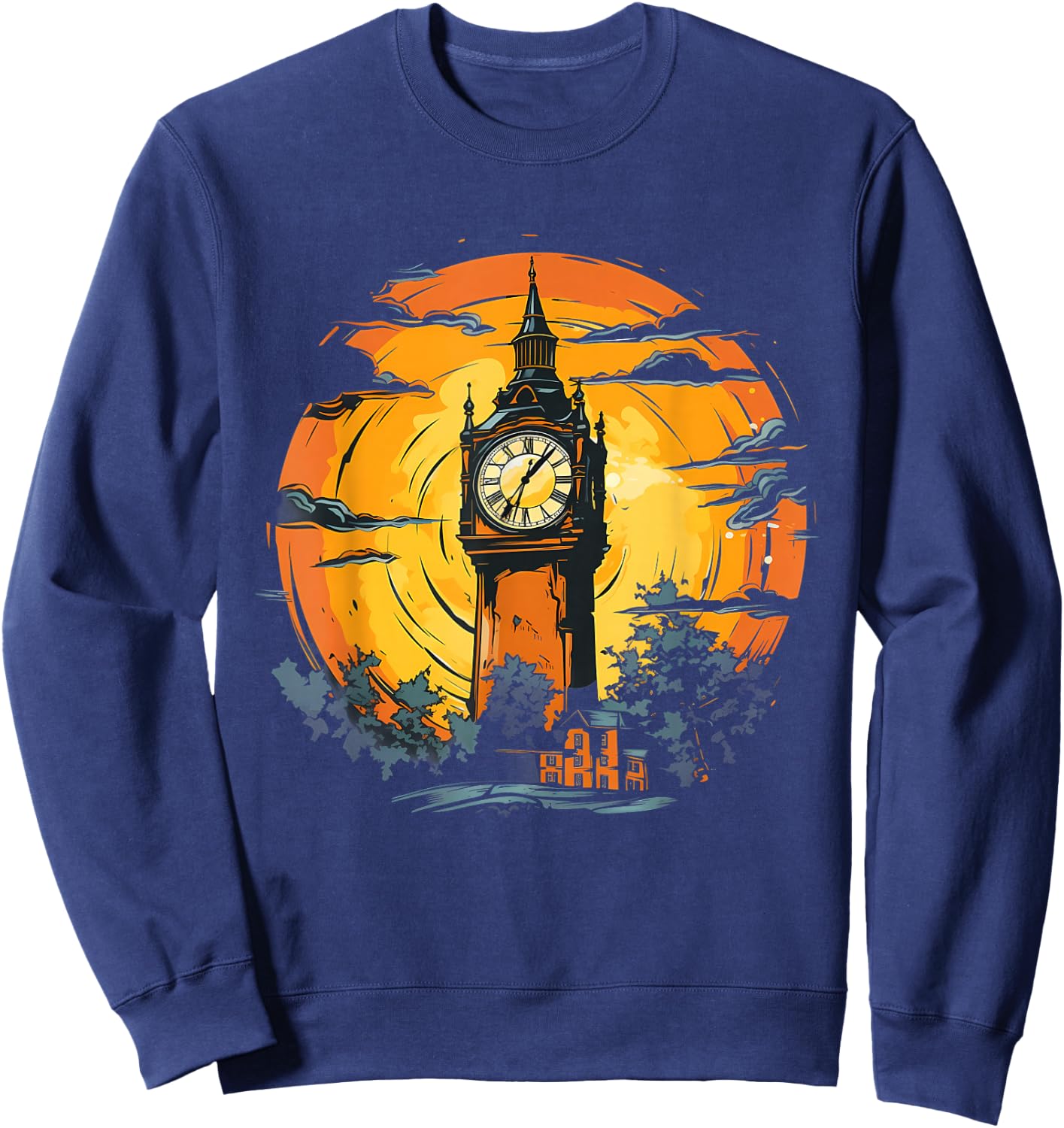 Retro Style Great Clock Tower Sweatshirt - Sweatshirt | Navy