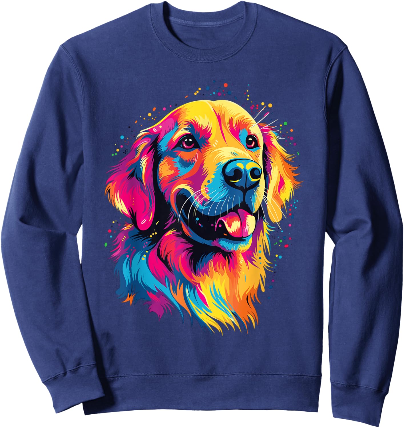 Watercolor Colorful Golden Retriever Dog Women Kids Sweatshirt - Sweatshirt | Navy