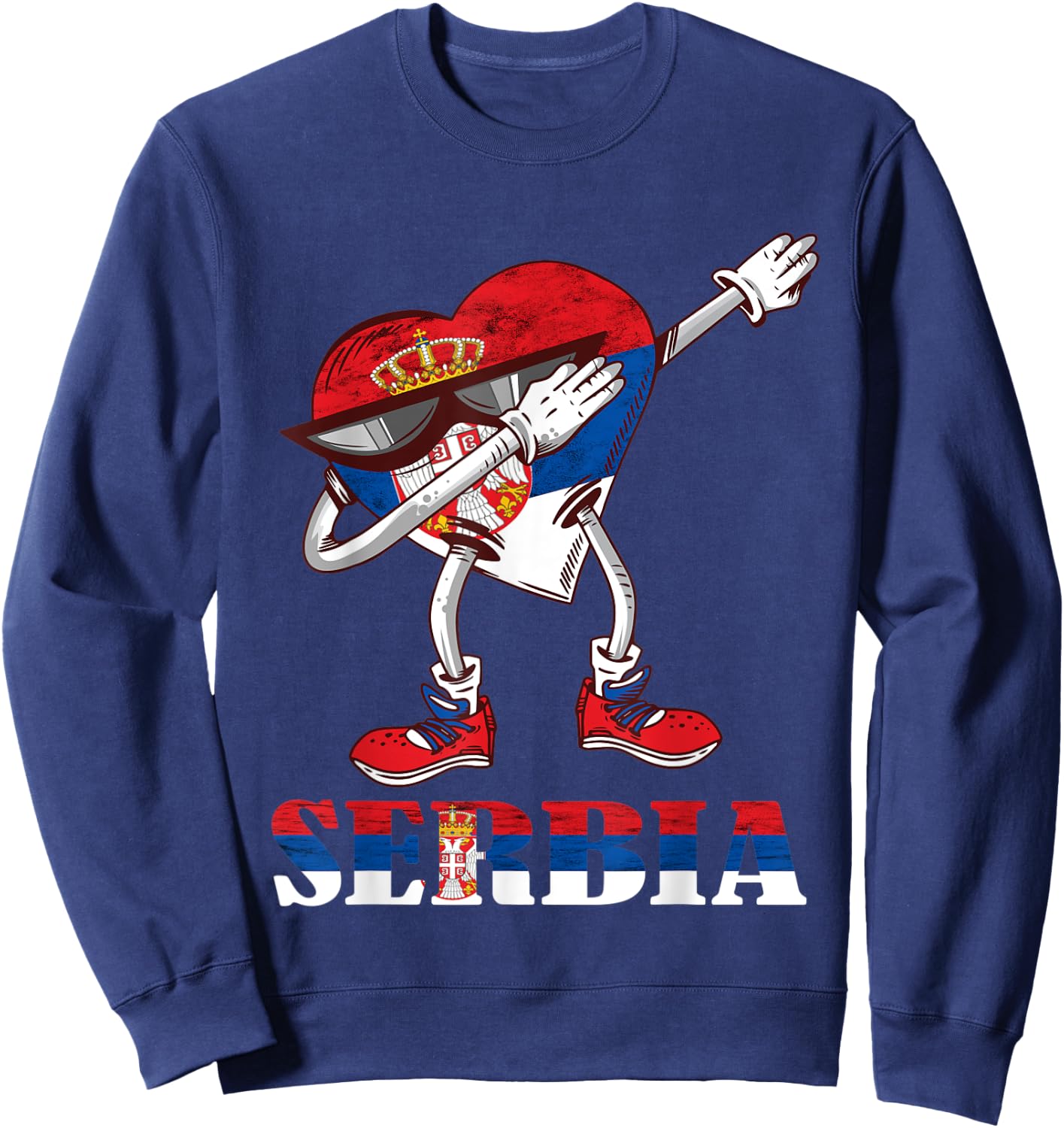 Serbian Dabbing Heart Serbian Flag Serbia Pride Serbia Sweatshirt - Sweatshirt | Navy