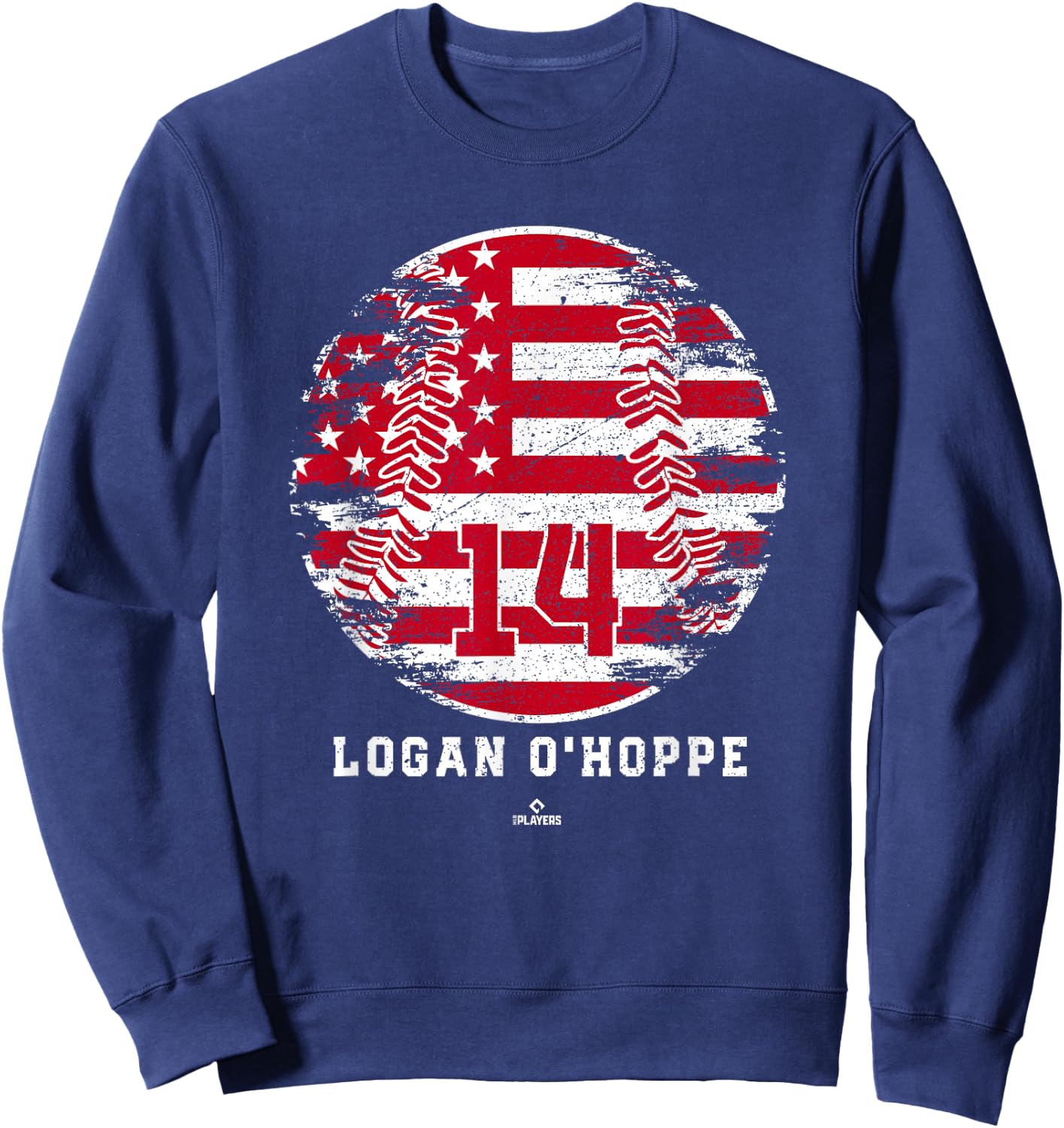 Vintage Baseball Flag Logan O Hoppe Los Angeles MLBPA Sweatshirt - Sweatshirt | Navy