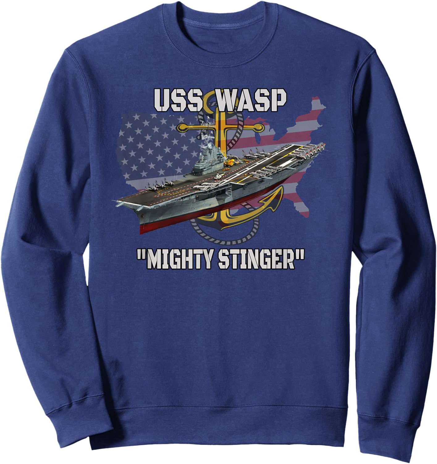 Aircraft Carrier USS Wasp CV-18 CVS-18 Veterans Sailor Dad Sweatshirt - Sweatshirt | Navy