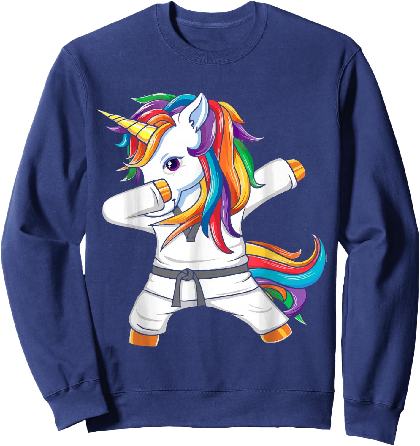 Funny Dabbing Unicorn Brazilian Jiu-Jitsu BJJ Kids Jew Jitsu Sweatshirt - Sweatshirt | Navy
