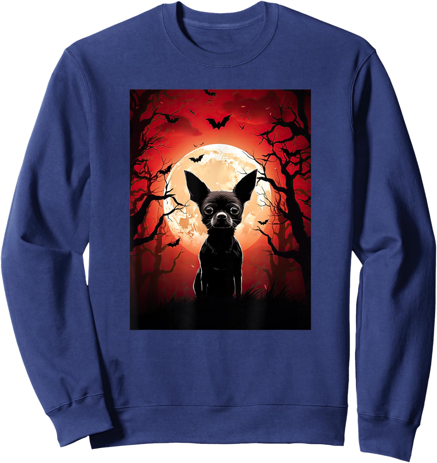 Evil Chihuahua Dog Moon Silhouette Halloween Cute Chihuahua Women Sweatshirt - Sweatshirt | Navy