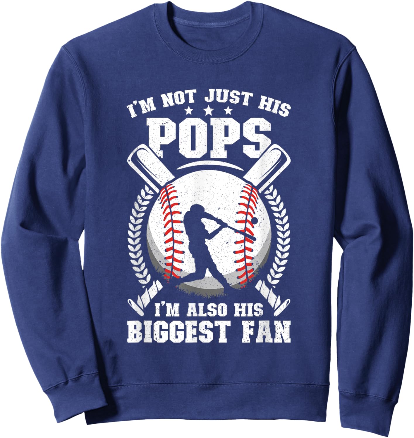 His Biggest Fan Baseball Pops Of A Baseball Player Sweatshirt - Sweatshirt | Navy