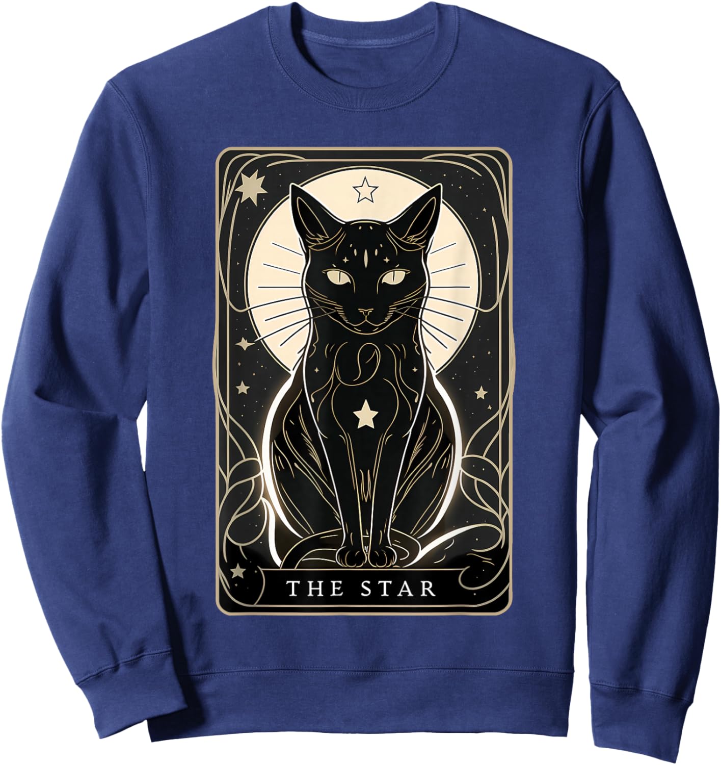 Star Cat Tarot Card Graphic for Tarot Cat Lovers Sweatshirt - Sweatshirt | Navy