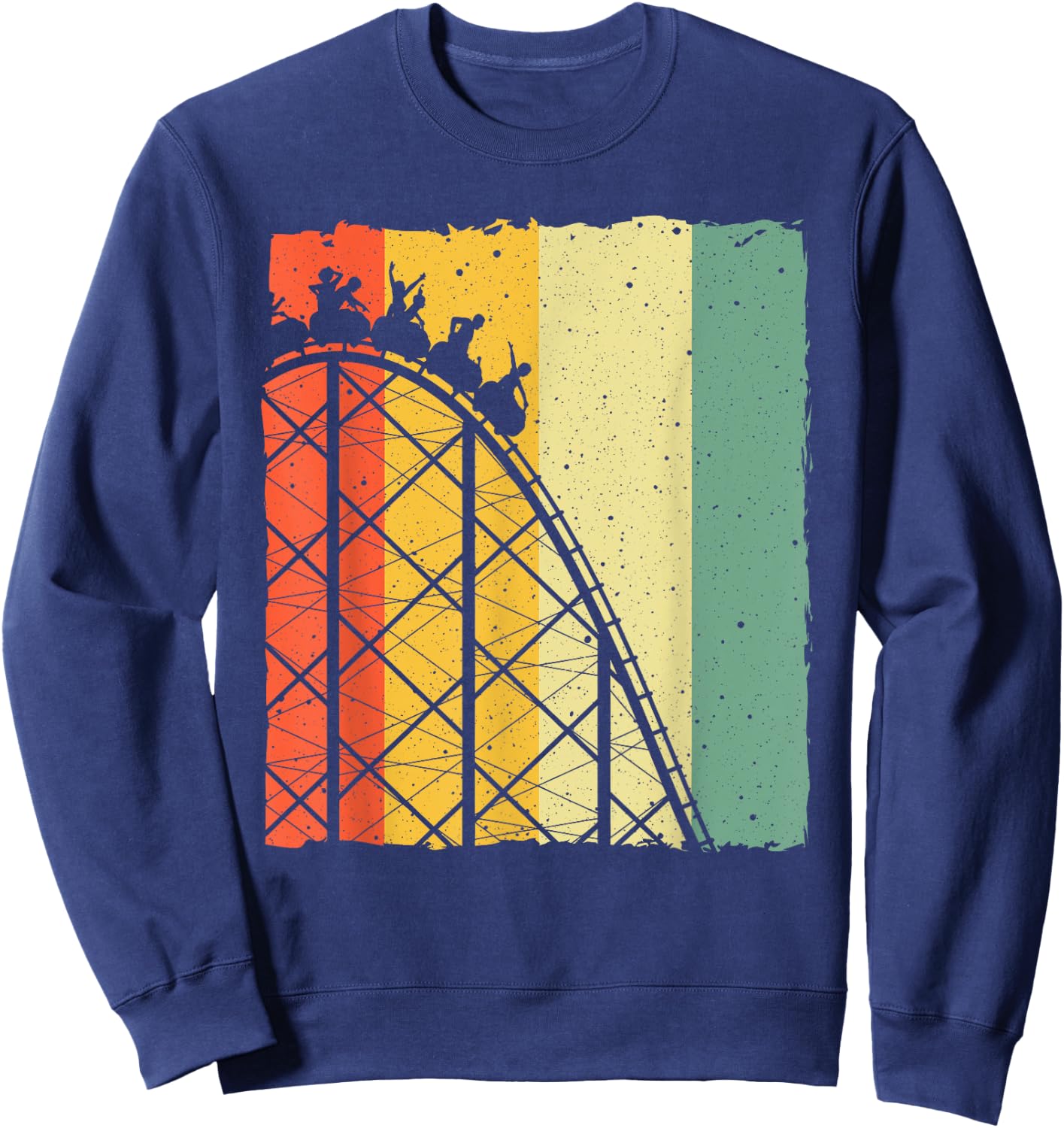 Cute Vintage Roller Coaster Design Men Women Amusement Park Sweatshirt - Sweatshirt | Navy