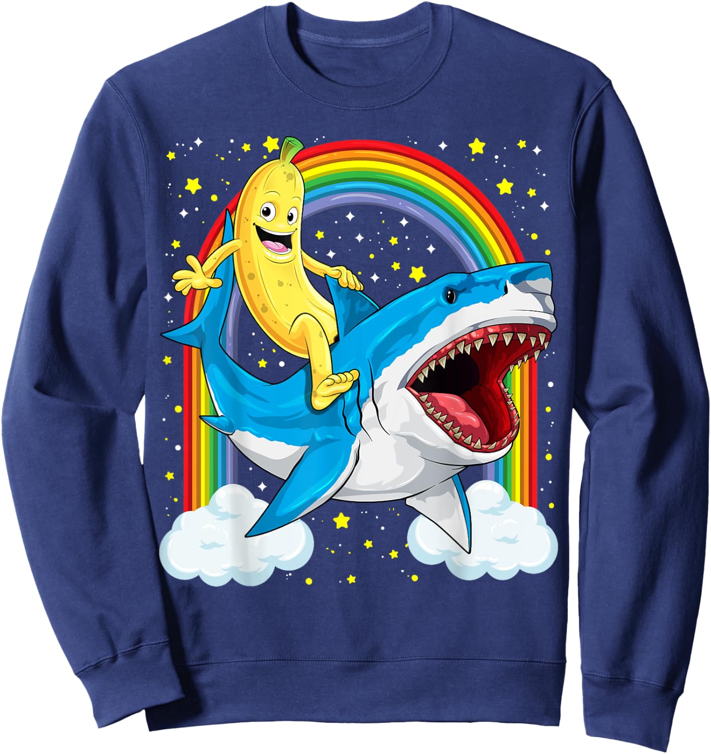 Banana Shirt Banana Shark Fruitful Sea Predator Funny Sweatshirt - Sweatshirt | Navy