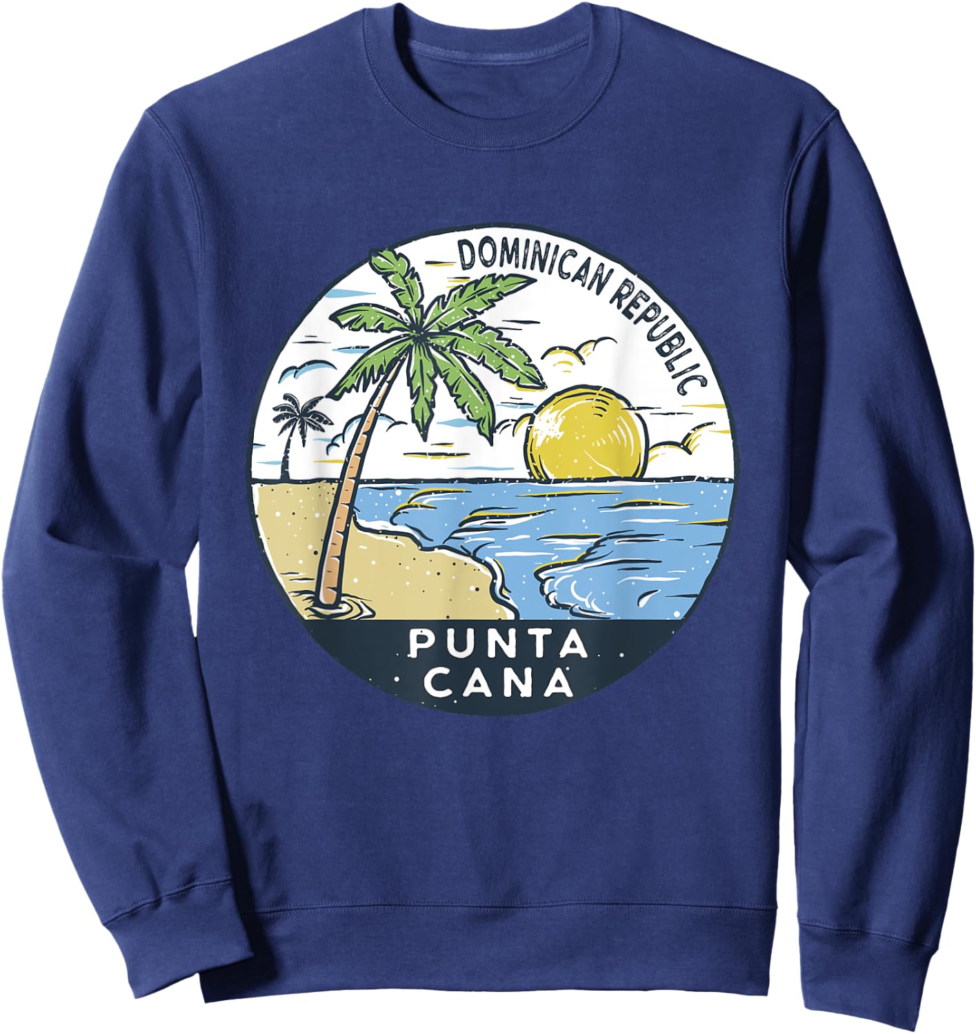 Punta Cana Dominican Republic Illustrated Ocean Vintage Sweatshirt - Sweatshirt | Navy