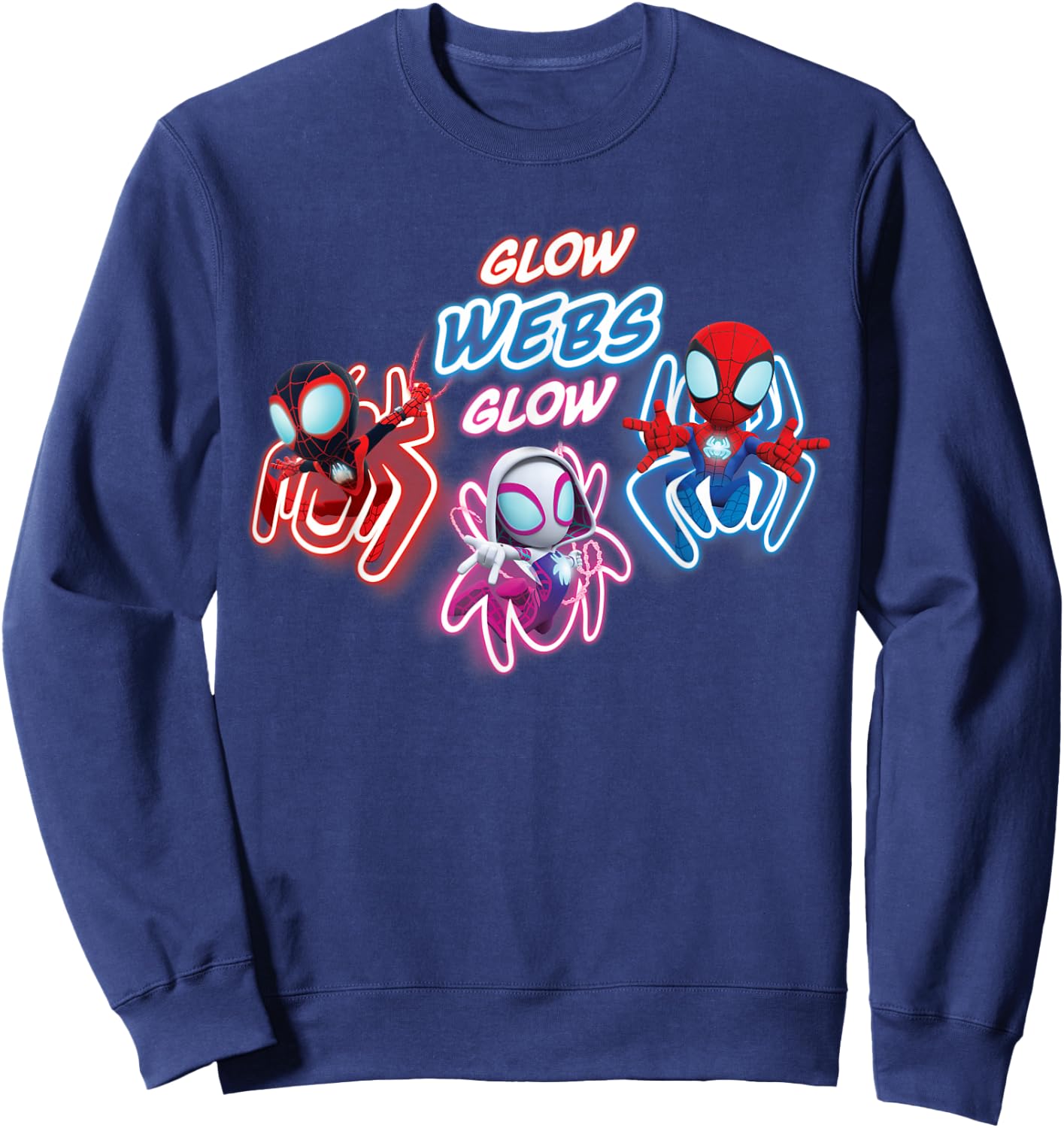 Marvel Spidey and His Amazing Friends Glow Webs Glow Action Sweatshirt - Sweatshirt | Navy