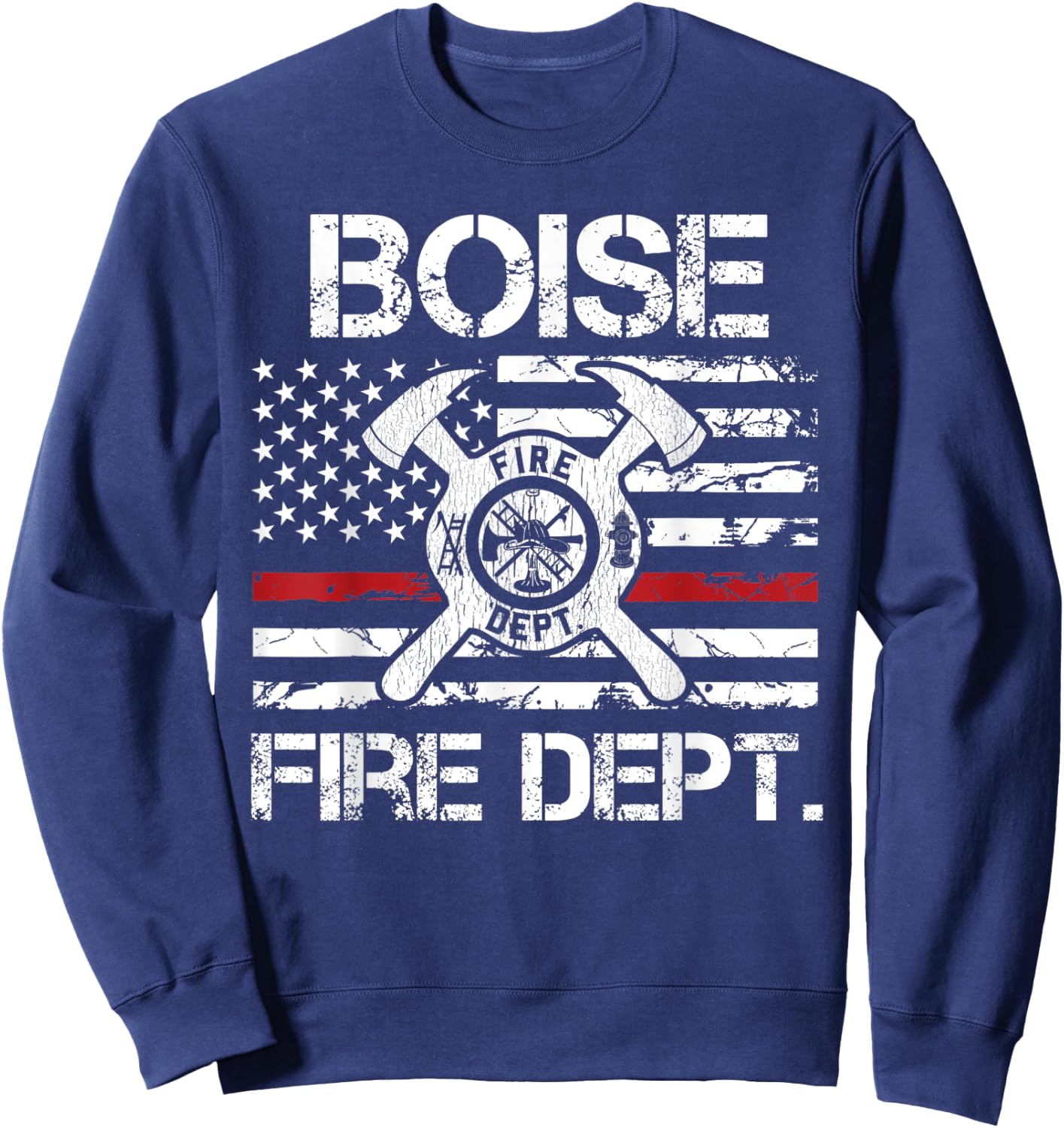 Boise Idaho Fire Department Thin Red Line Logo Sweatshirt - Sweatshirt | Navy