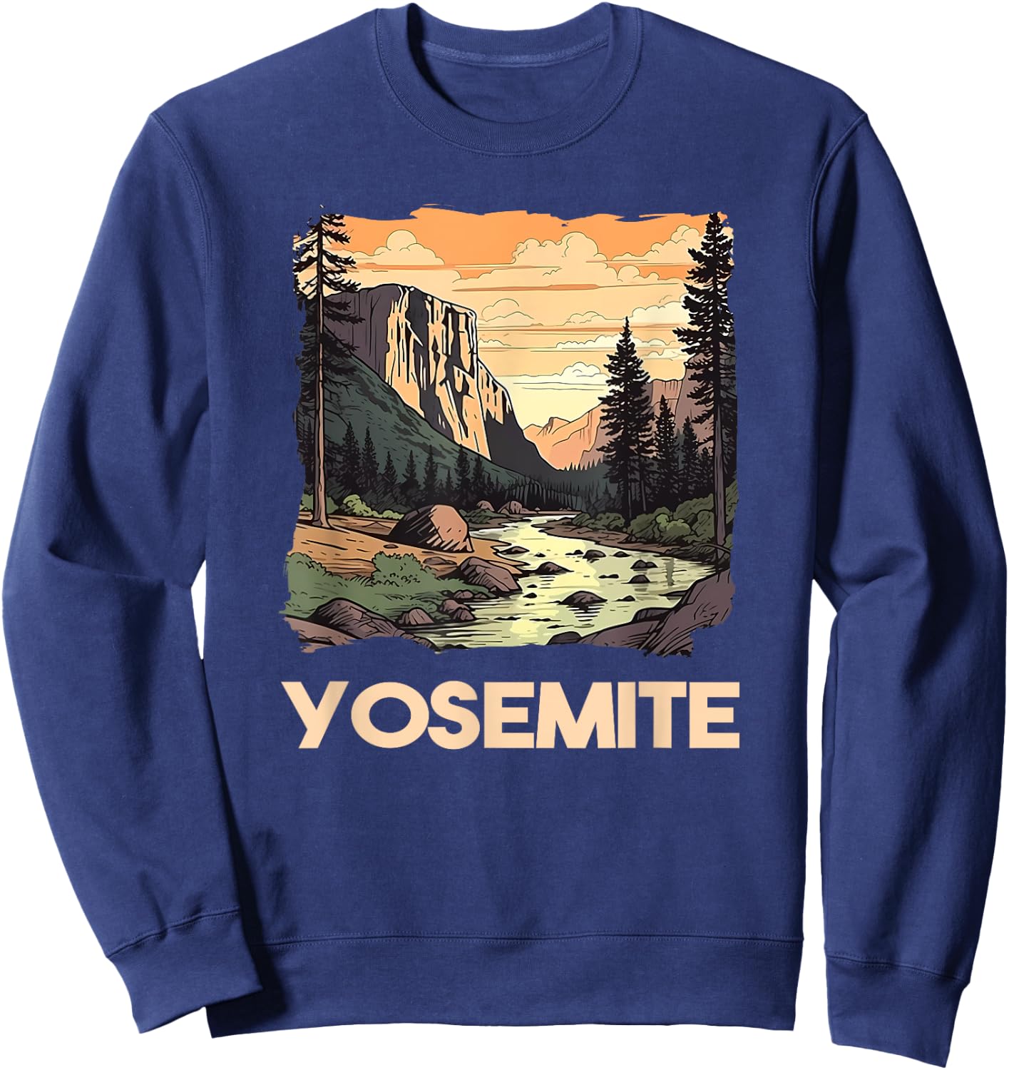 Vintage Yosemite National Park Nature Lover Adventure Sweatshirt - Sweatshirt | Navy