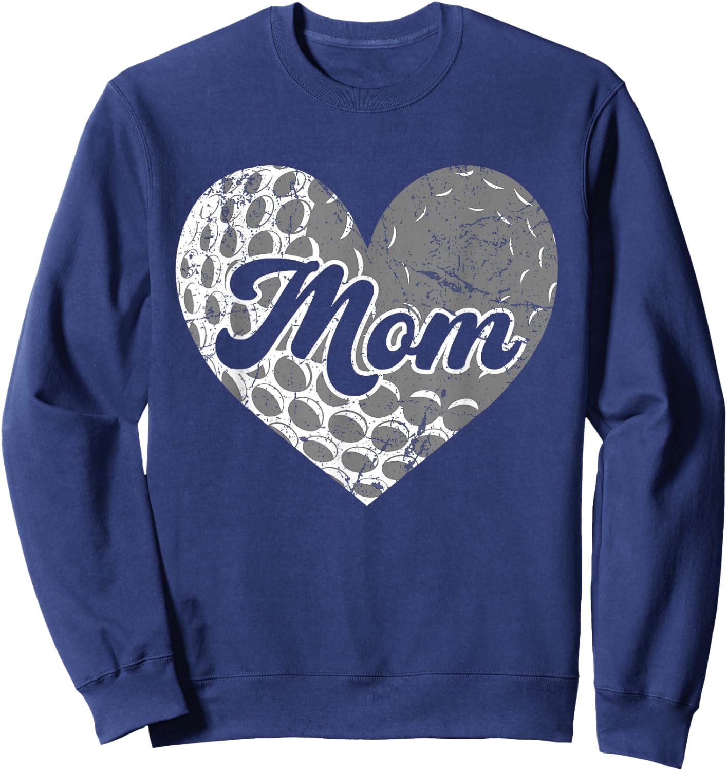 Mother's Day Distressed Heart Golf Mom Mama Sport Fan Sweatshirt - Sweatshirt | Navy