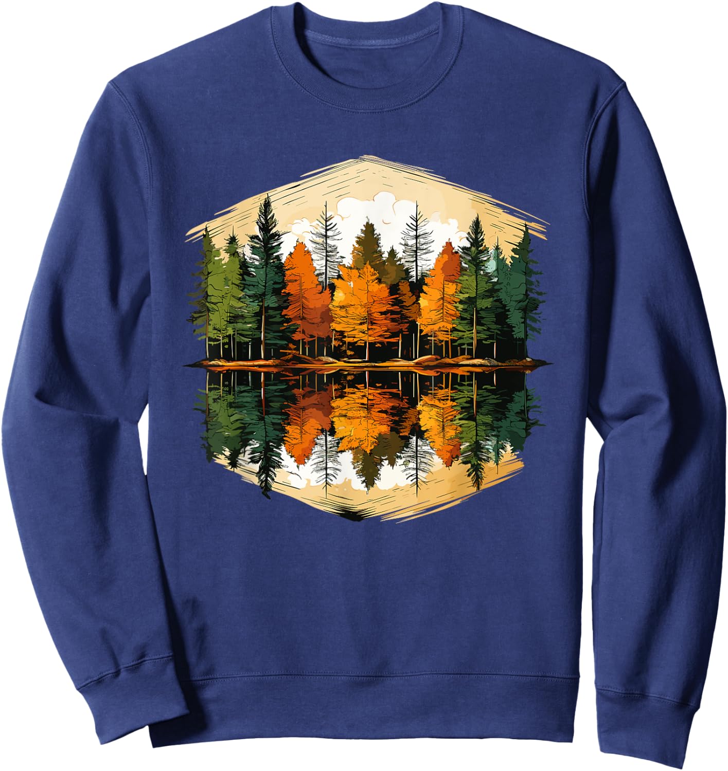Nature Reflection Forest Trees Outdoor Wildlife Sweatshirt - Sweatshirt | Navy
