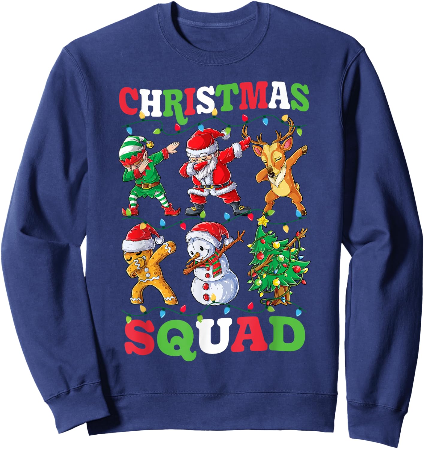 Christmas Squad Santa Dabbing Elf Family Matching Pajamas Sweatshirt - Sweatshirt | Navy