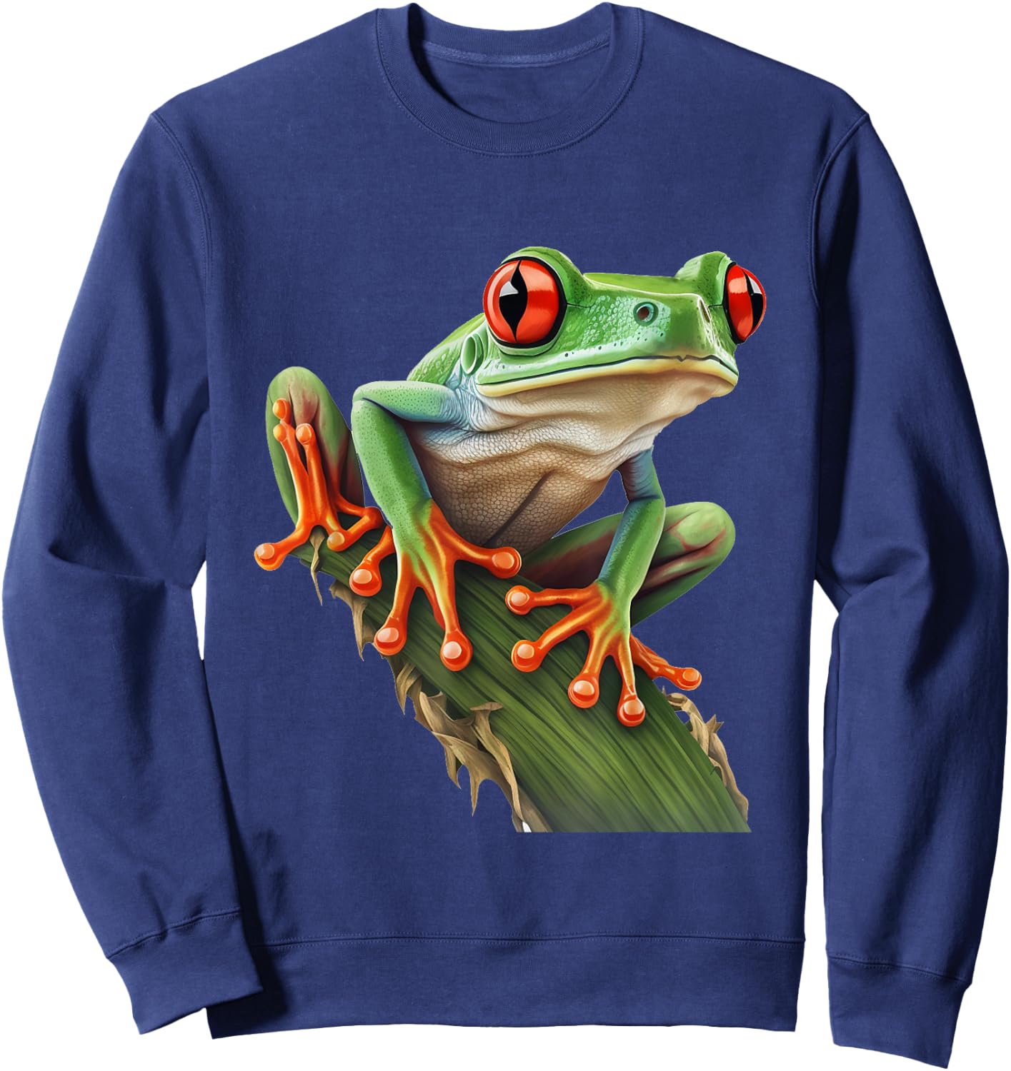 Red Eyed Tree Frog Rainforest Amphibian Leaping Frog Sweatshirt - Sweatshirt | Navy
