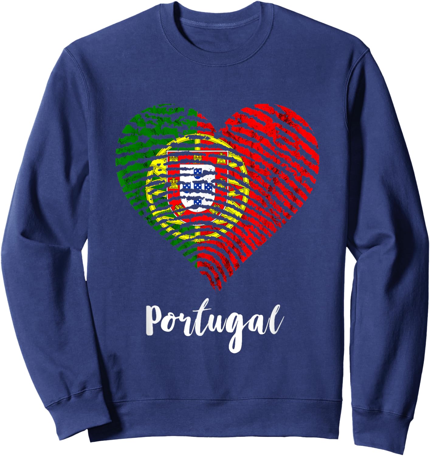 Portugal Flag Heart Thumbmark Portuguese Pride Portugal Sweatshirt - Sweatshirt | Navy