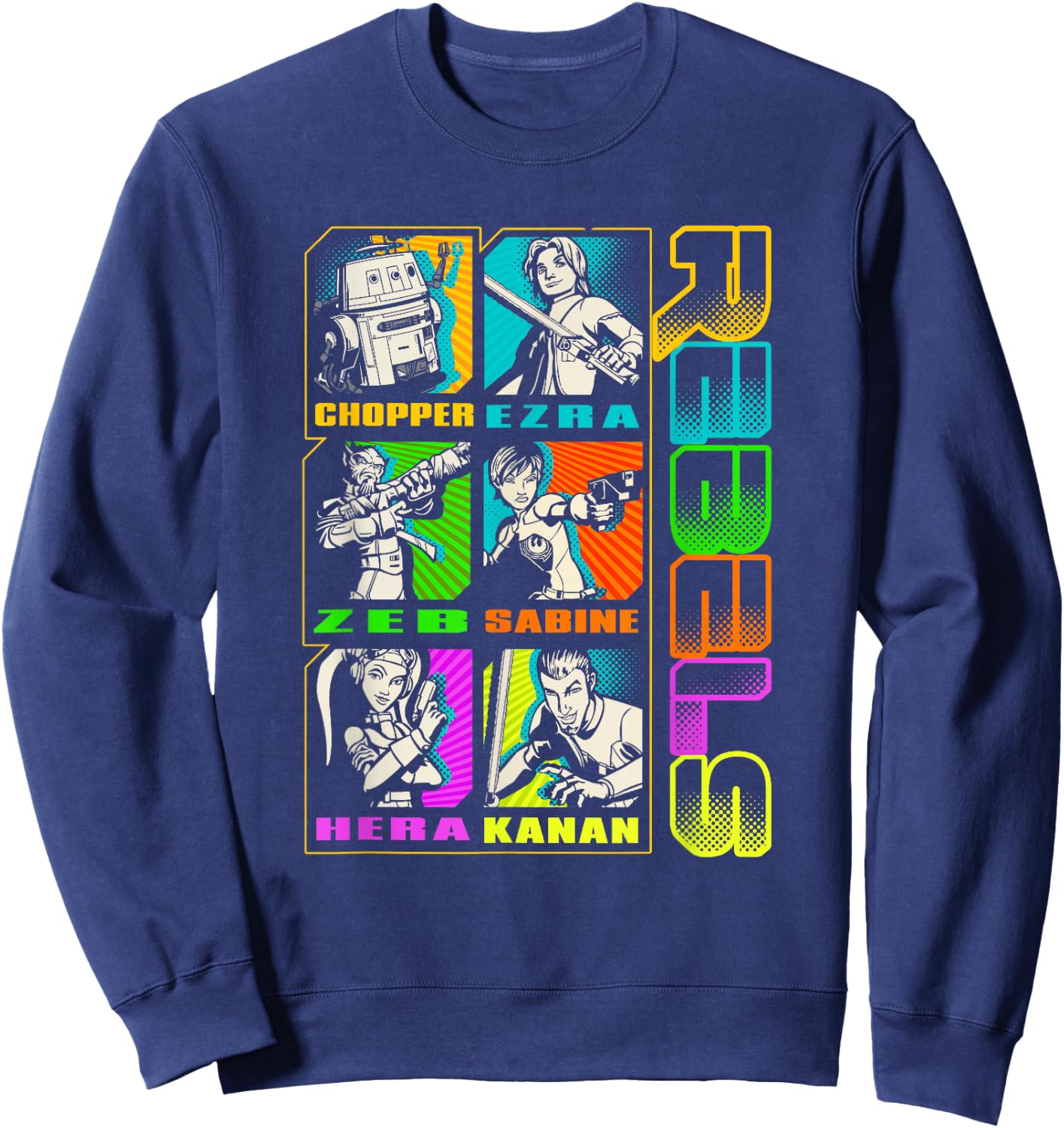 Star Wars Rebels Vintage Stacked Character Panels Mashup Sweatshirt - Sweatshirt | Navy