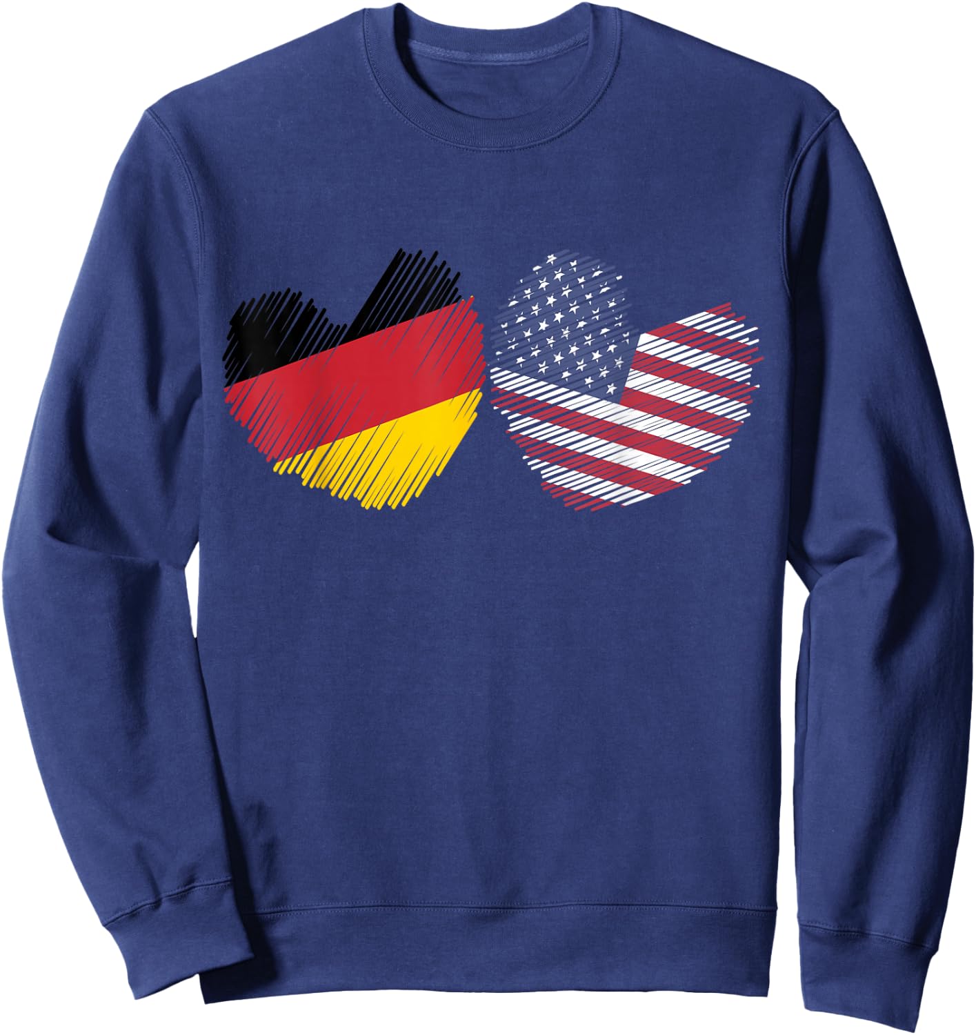 Germany USA Heart German Flag American Flag Grunge Heart Sweatshirt - Sweatshirt | Navy