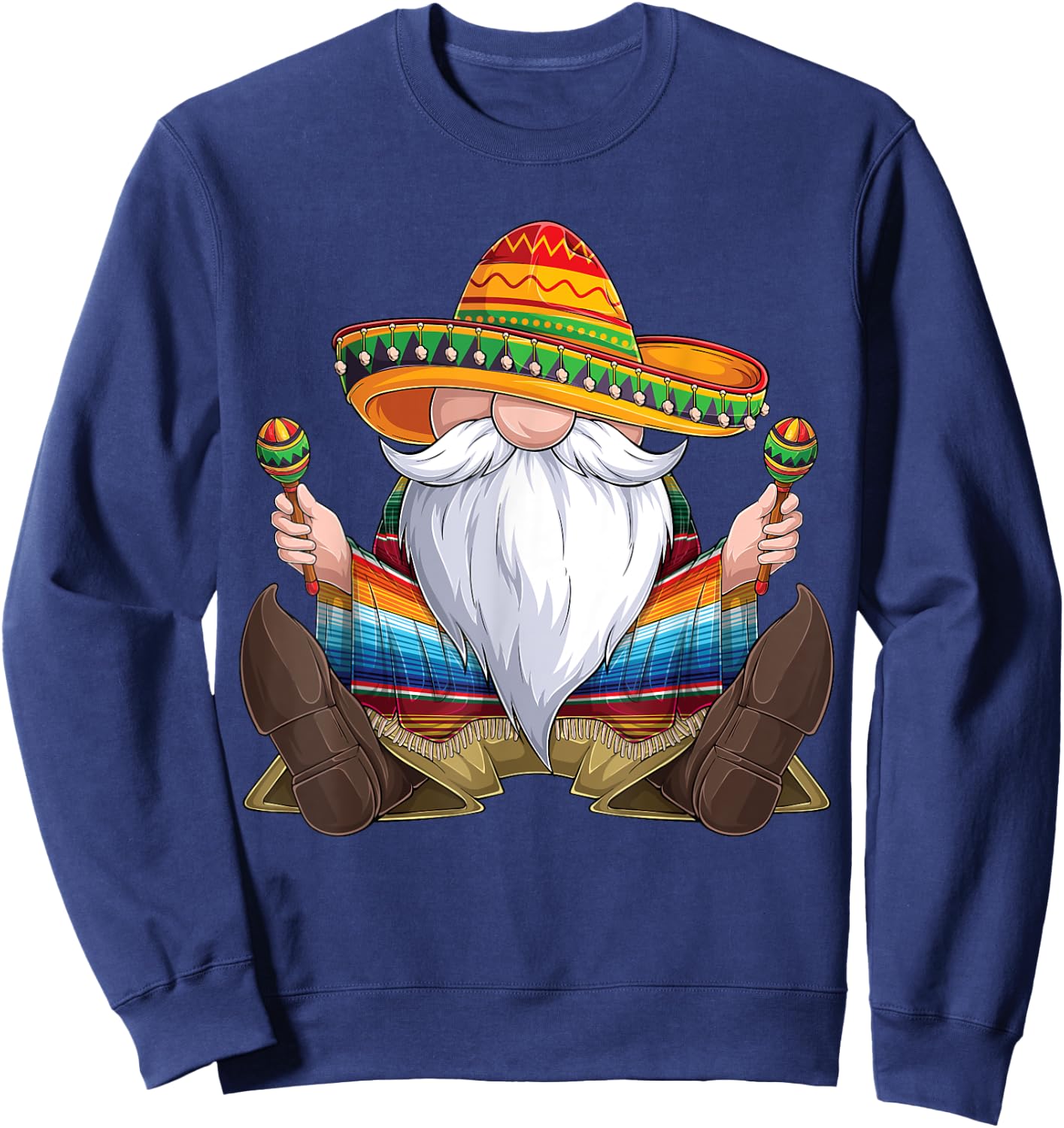 Mexican Gnome Cinco De Mayo Serape Poncho men Women kids boy Sweatshirt - Sweatshirt | Navy