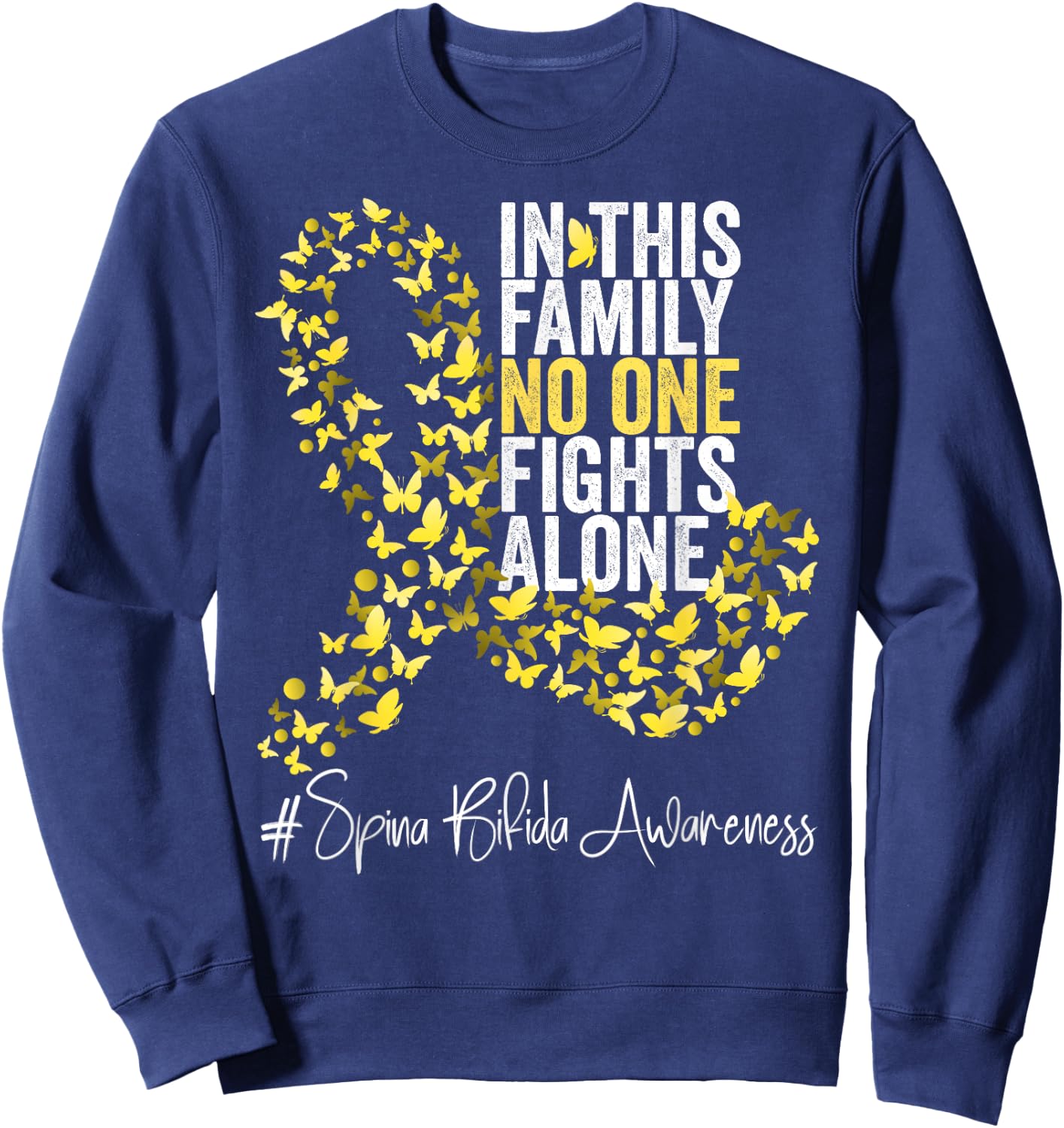 Spina Bifida Awareness Month Yellow Ribbon Sweatshirt - Sweatshirt | Navy