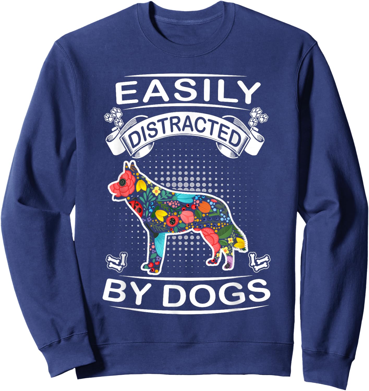 Easily Distracted By Dogs Siberian Husky Dog Lovers Puppy Sweatshirt - Sweatshirt | Navy