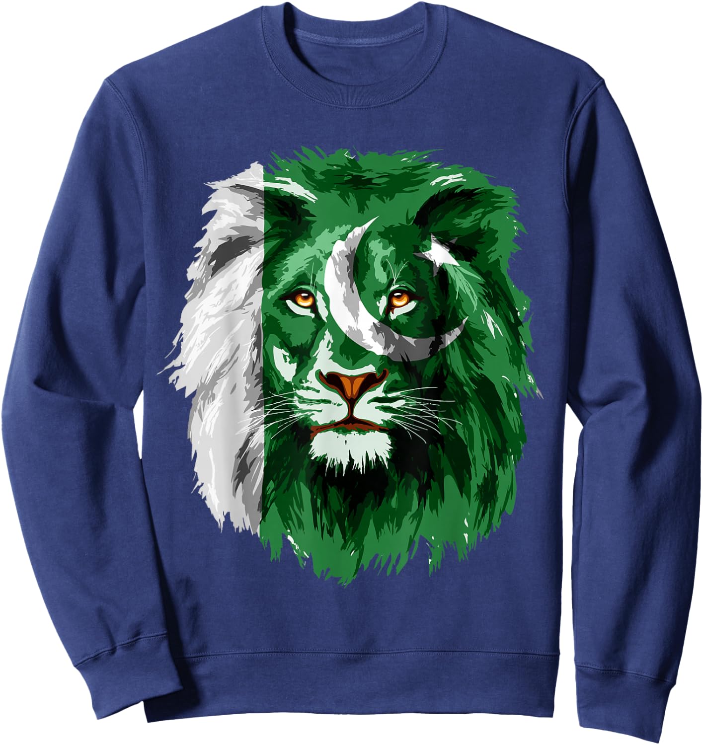Pakistan Flag Lion Face Pakistani Pride Vintage Sweatshirt - Sweatshirt | Navy