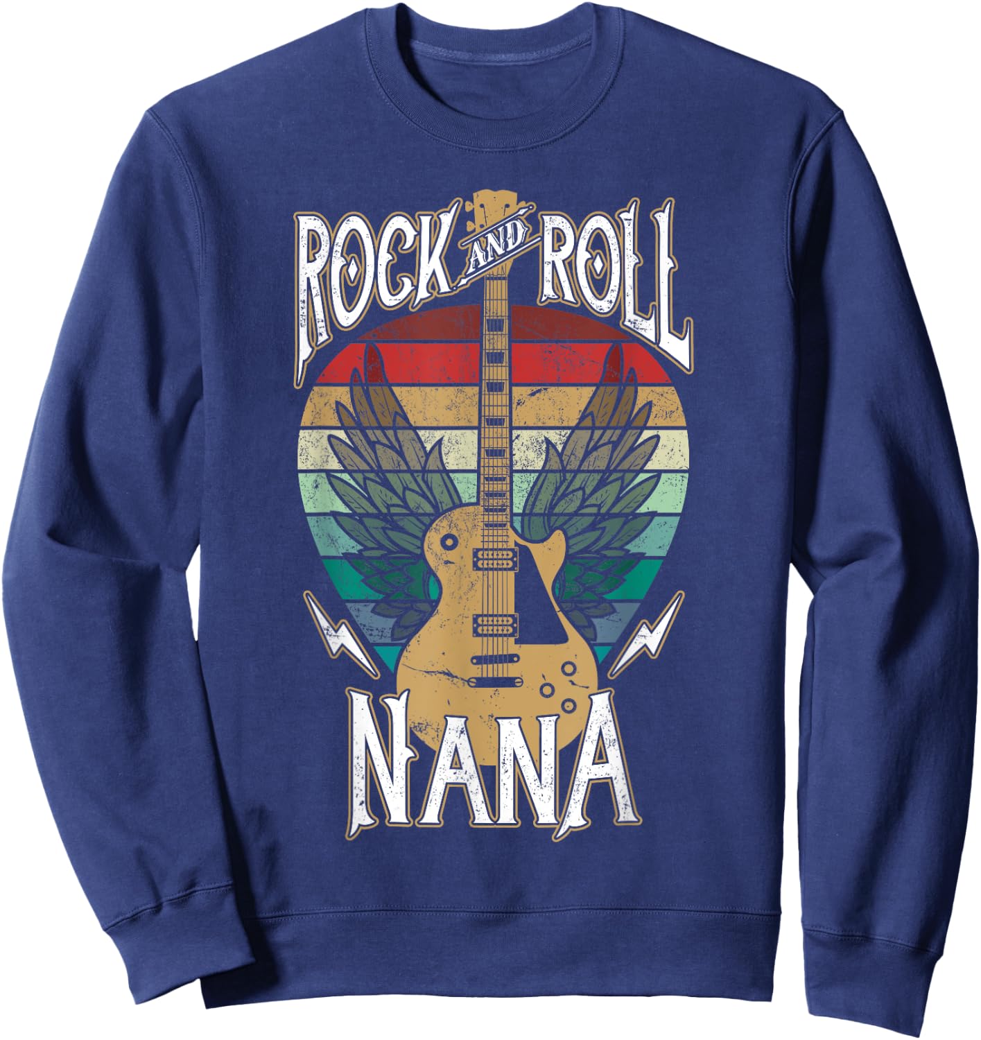 Rock n Roll Nana Vintage Guitar Player Music Lover Sweatshirt - Sweatshirt | Navy