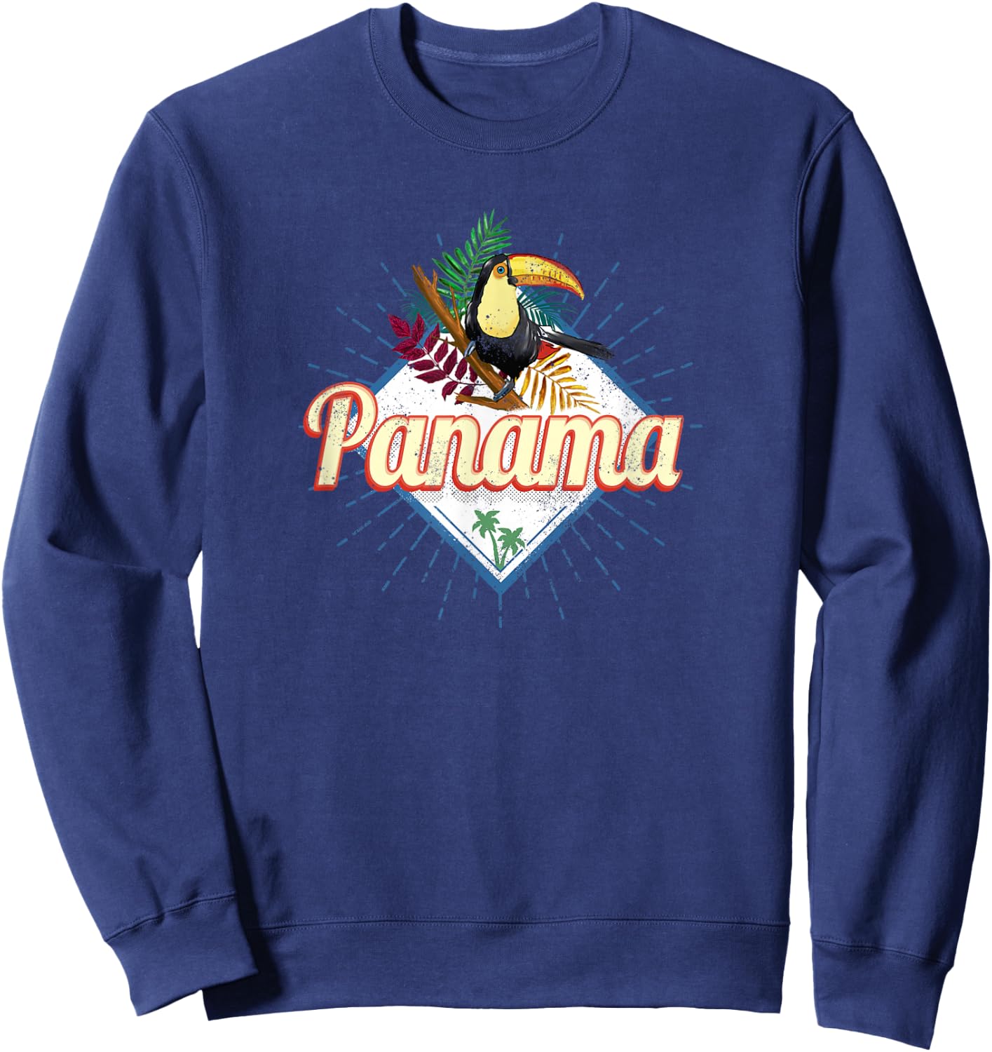 Panama City Toucan Retro Palm Trees Vintage Souvenir Sweatshirt - Sweatshirt | Navy