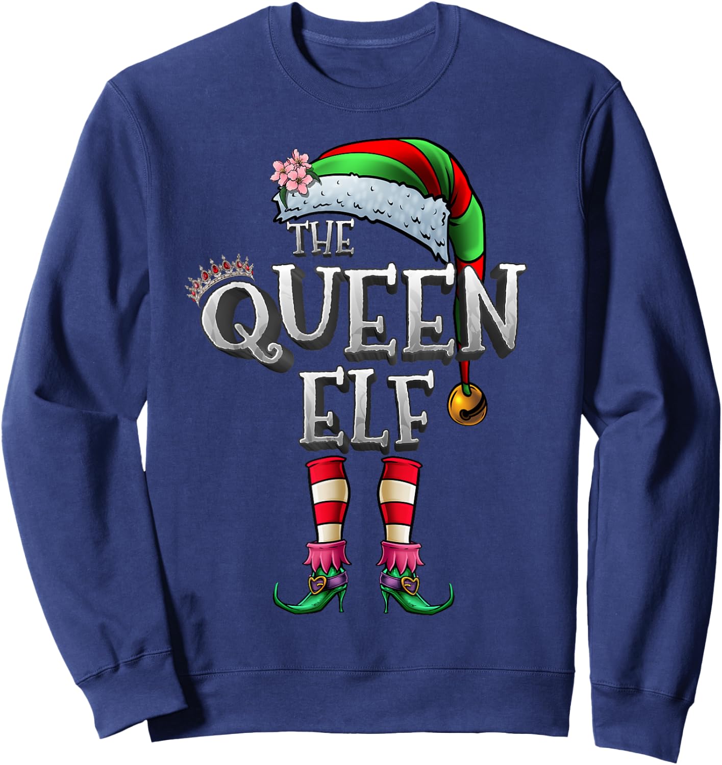 The Queen Elf Shirt Matching Family Christmas Elf Women Girl Sweatshirt - Sweatshirt | Navy