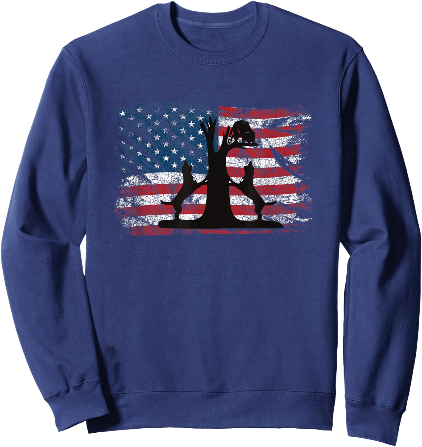 Patriotic Coon Hunting Dogs American Flag Sweatshirt - Sweatshirt | Navy