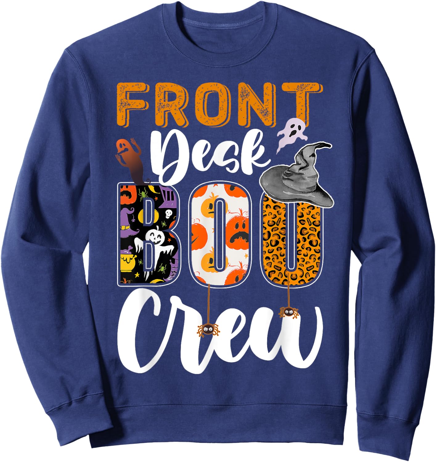 Front Desk Boo Crew Halloween Matching Lobby Sweatshirt - Sweatshirt | Navy