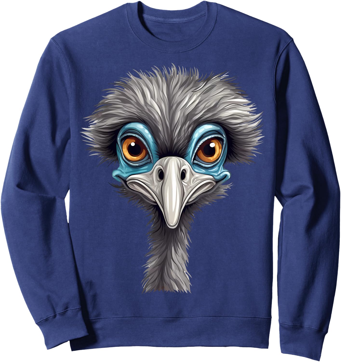 Funny Emu Lover Animal Face Ostrich Sweatshirt - Sweatshirt | Navy