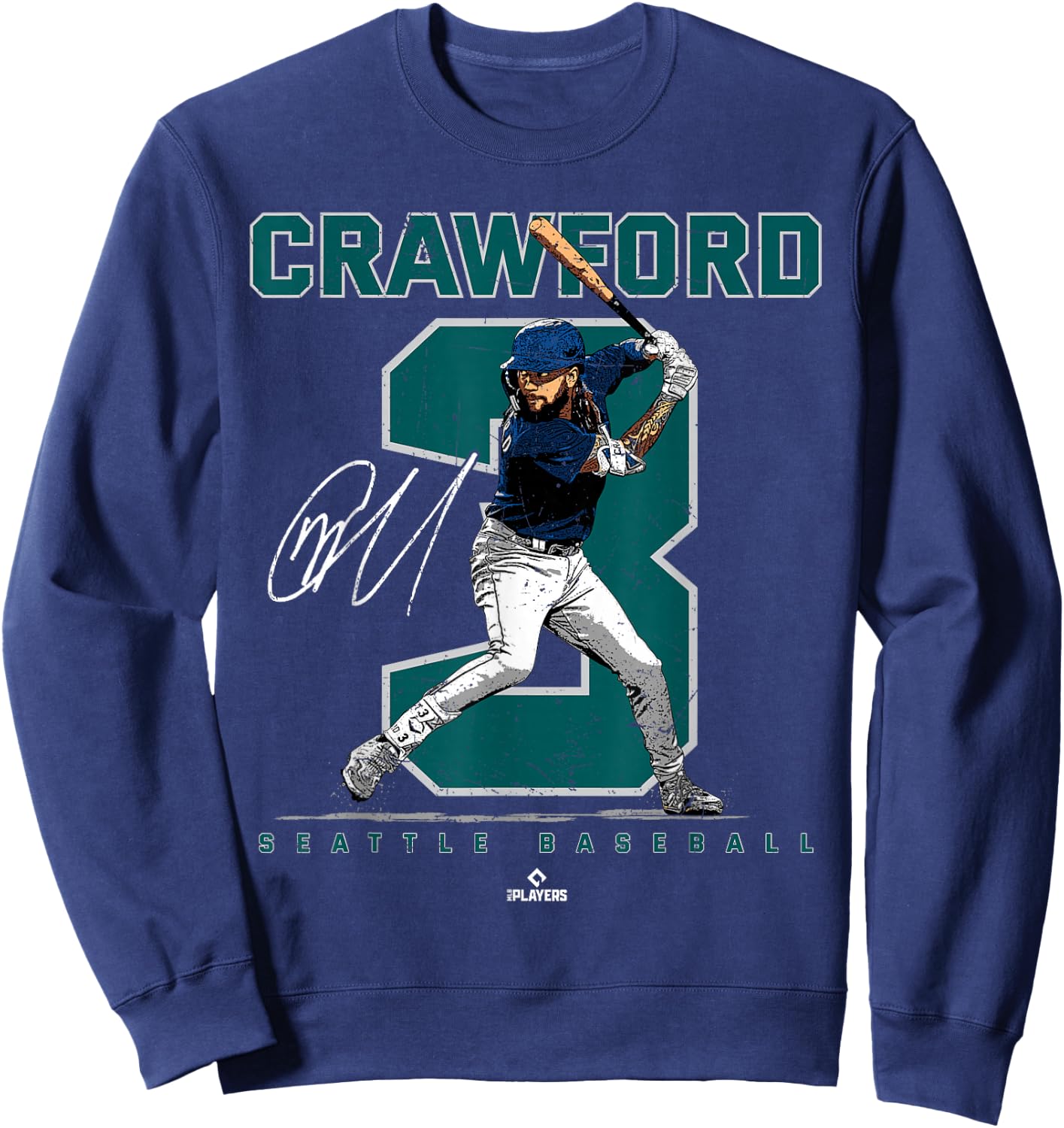 Number and Portrait JP Crawford Seattle MLBPA Sweatshirt - Sweatshirt | Navy