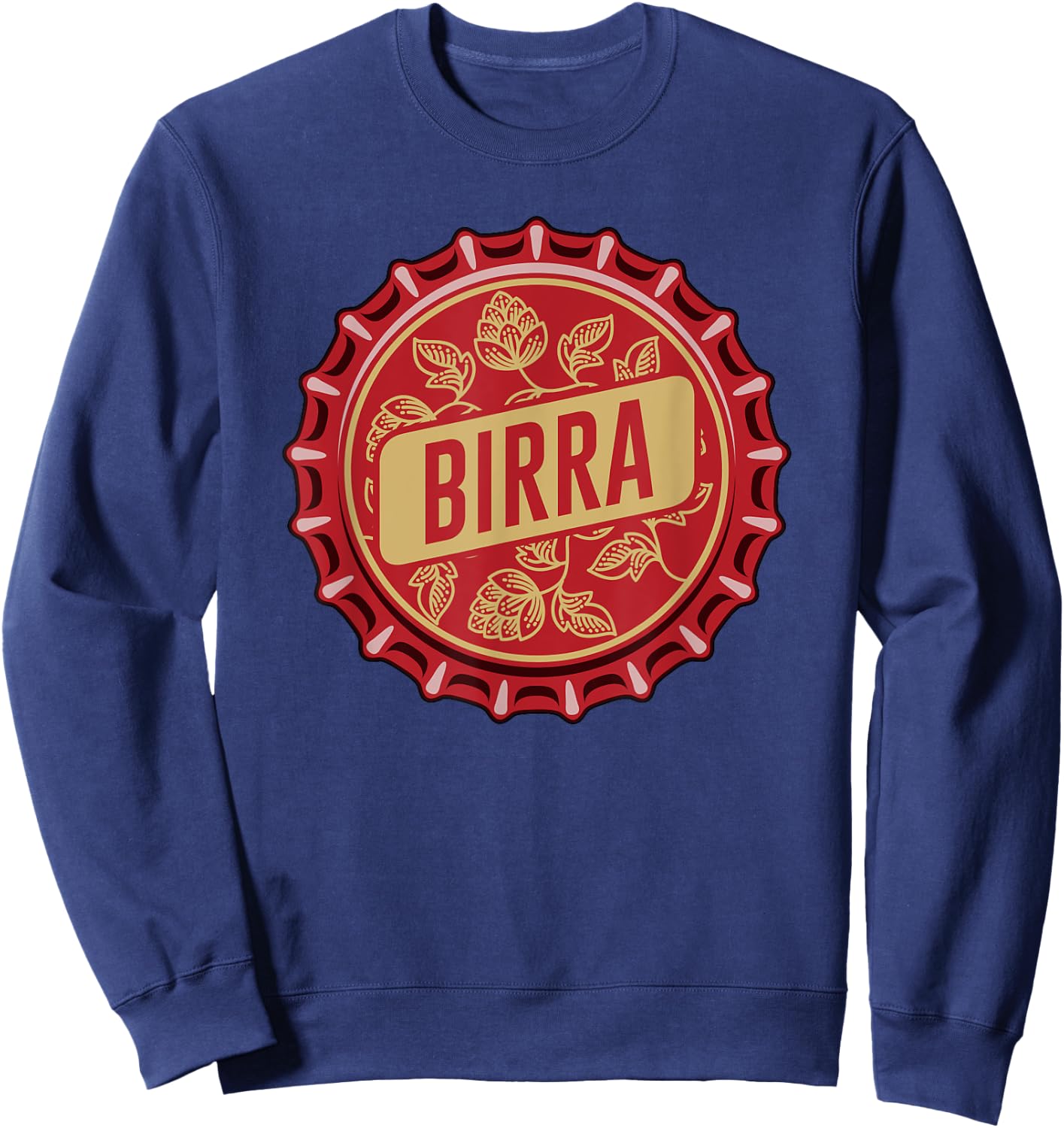 "Birra" - Italian Beer - Crown cork bottle top Sweatshirt - Sweatshirt | Navy