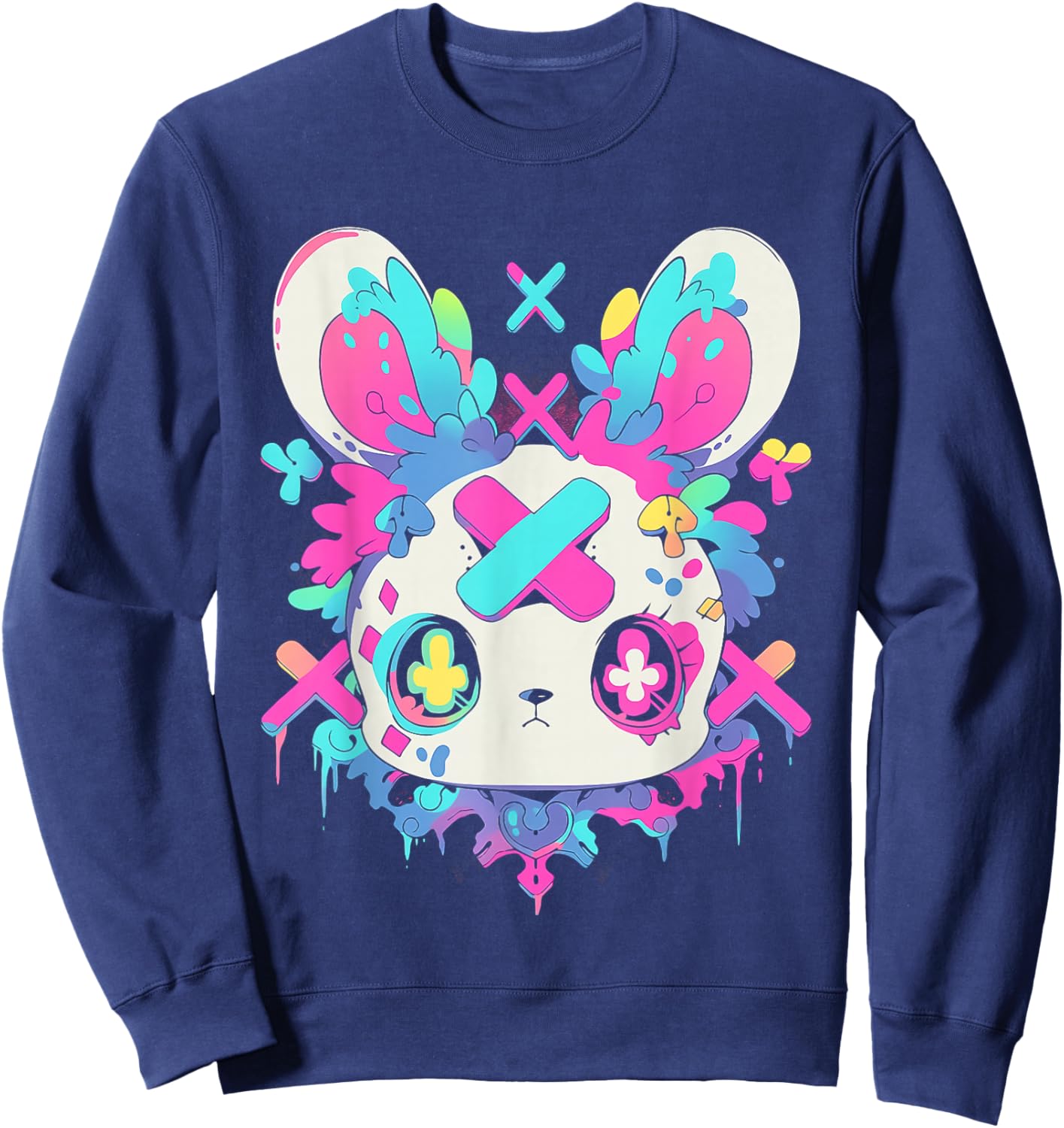Kawaii Bunny | Menhera Yami Kawaii Decora Kei Pastel Goth Sweatshirt - Sweatshirt | Navy