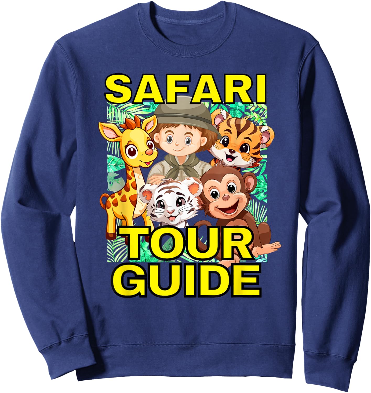 Safari Tour Guide Cute Animal Graphics Sweatshirt - Sweatshirt | Navy