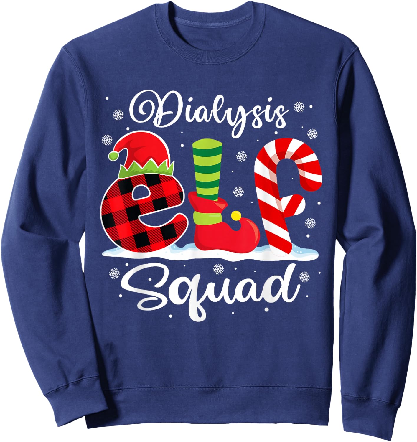 Dialysis Elf Squad Christmas Dialysis Nurse Matching Sweatshirt - Sweatshirt | Navy